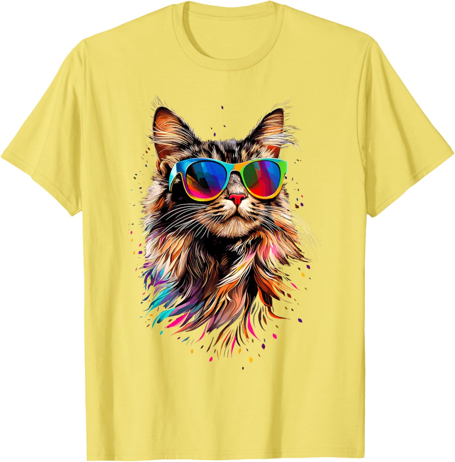 Cute Maine Coon Cat Sunglasses T-Shirt for Cat Lovers - Fun Apparel - 6