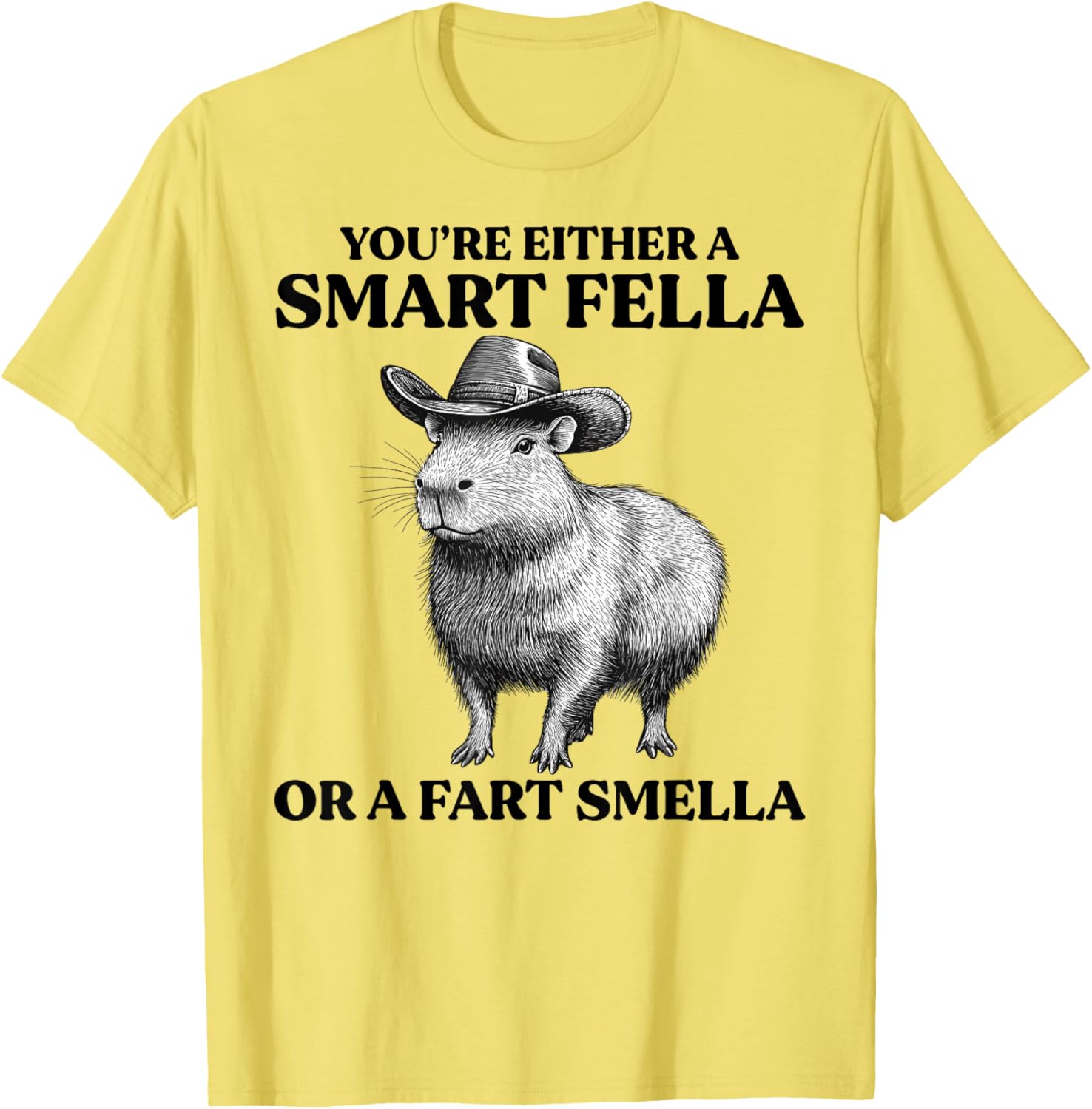 Funny Capybara T-Shirt You're Either A Smart Fella Or A Fart Smella - 5