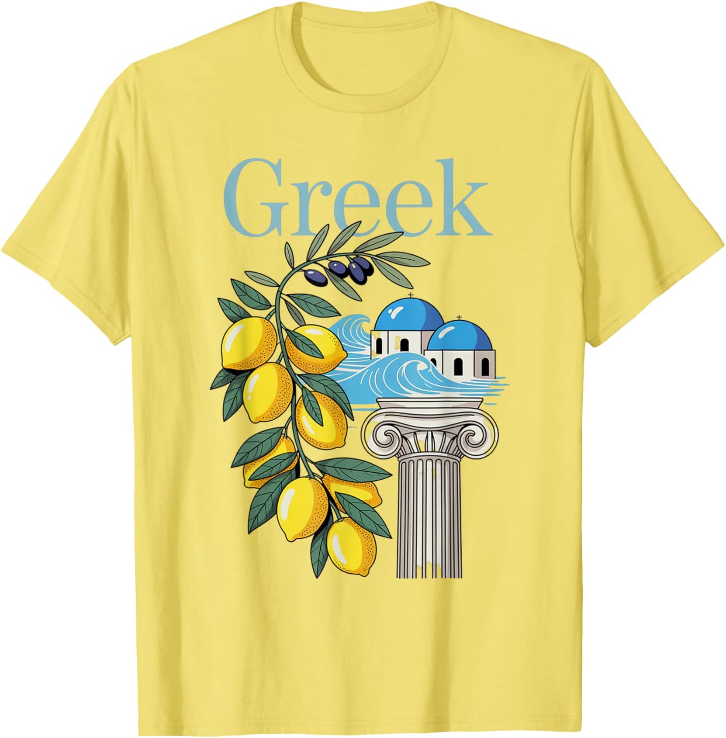 Greek Culture T-Shirt Featuring Lemons and Iconic Architecture Souvenir - 9