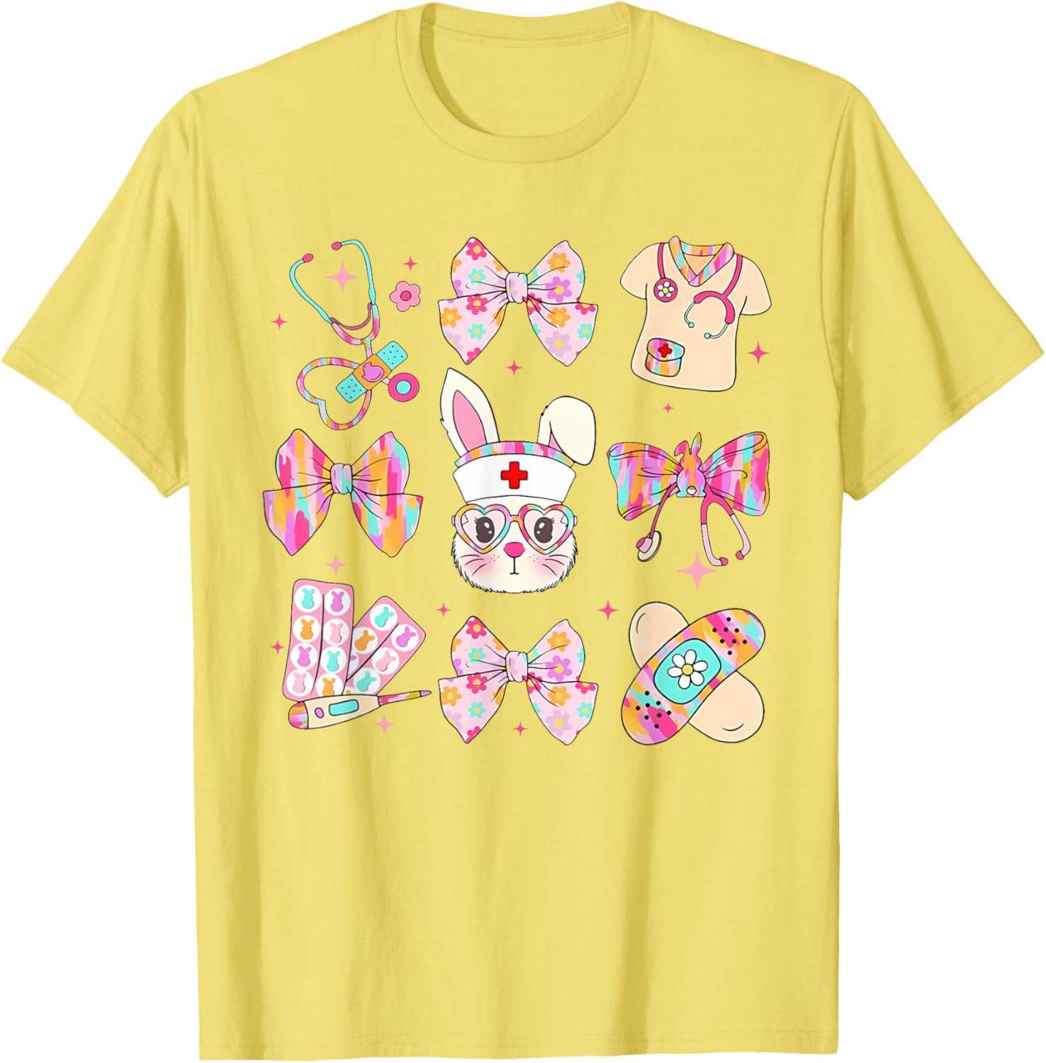 Easter Bunny T-Shirt for Nurses with Coquette Bow - Happy Easter Style - 6