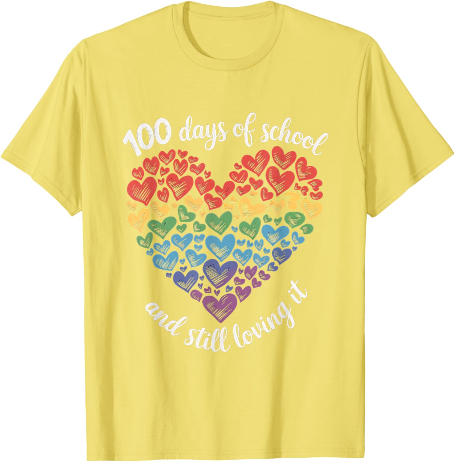100th Day of School Rainbow Hearts T-Shirt for Kids and Teachers - 3