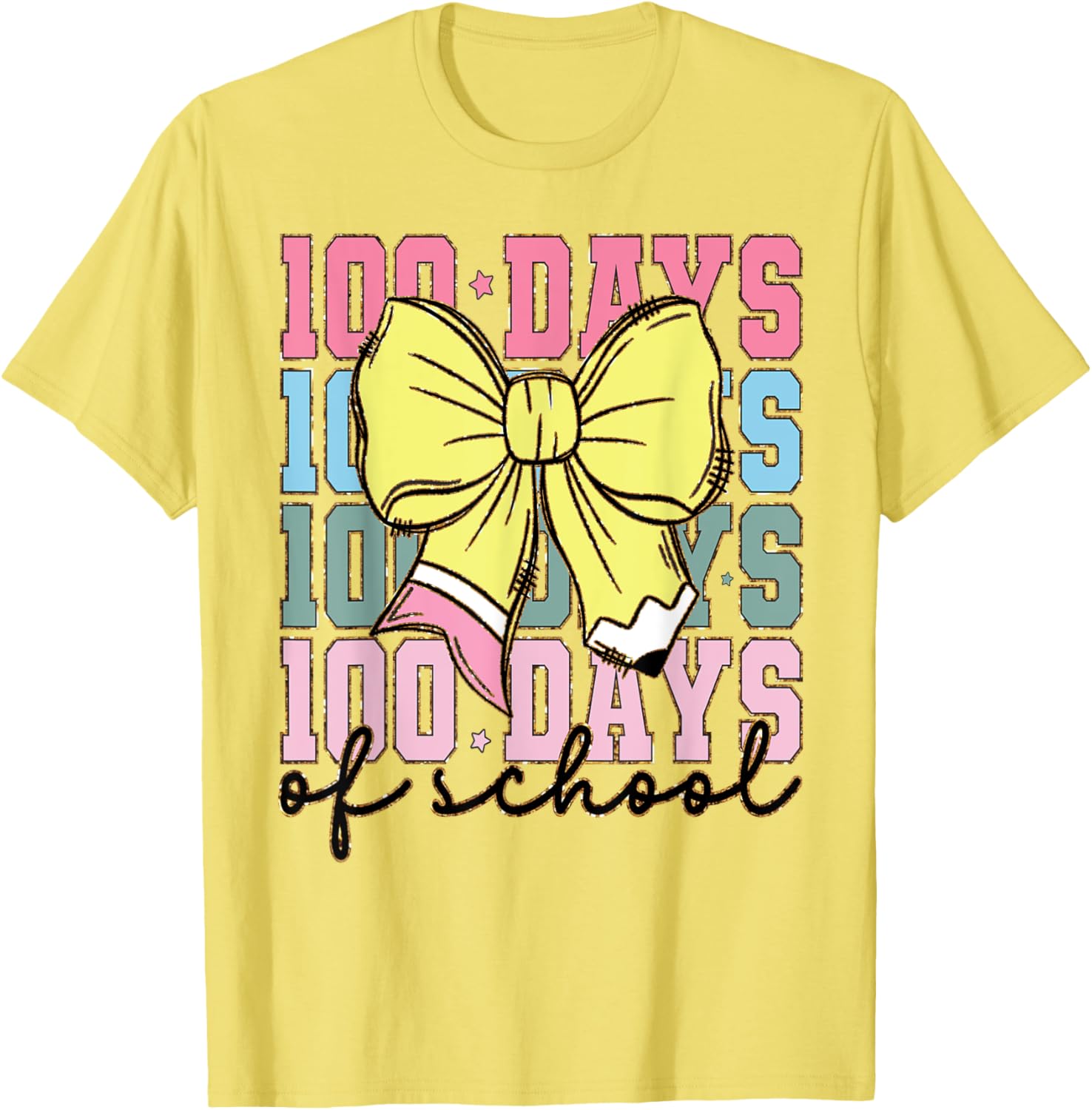 Cute 100 Days of School Coquette Bow T-Shirt for Girls - 5