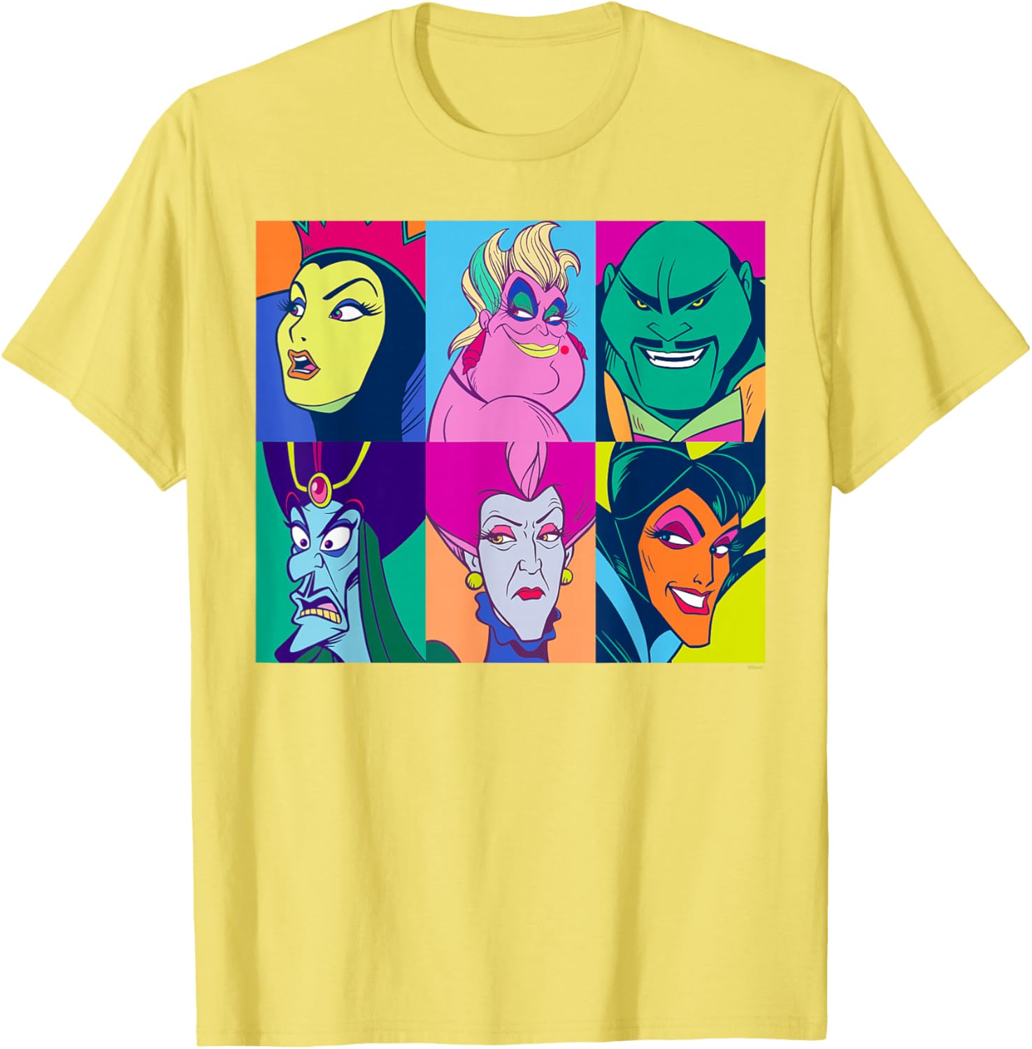 Disney Villains Retro Color Grid T-Shirt for Fans of Classic Characters - 19