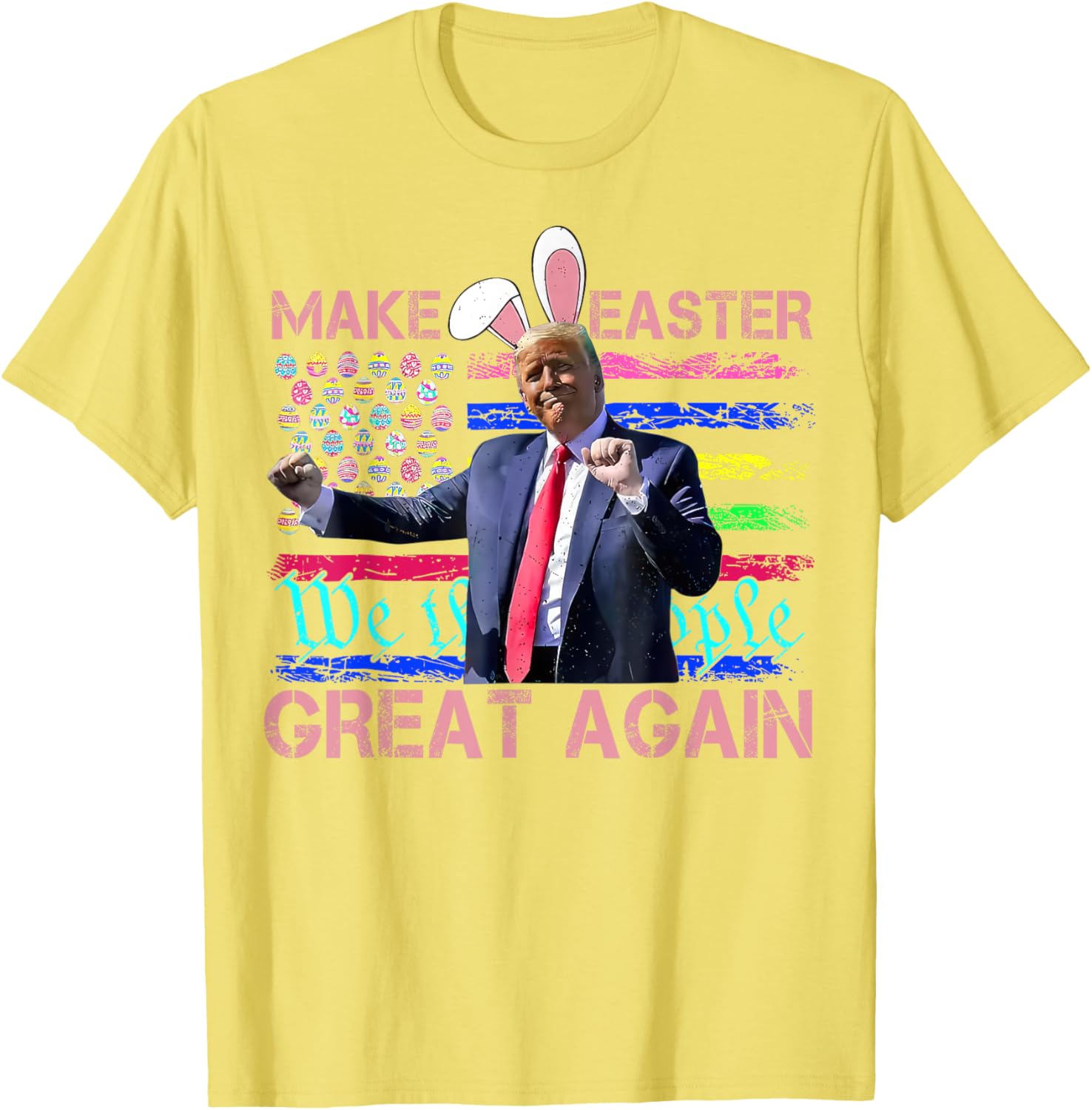 Funny Trump Dancing Easter T-Shirt with USA Flag for Holiday Fun - 18