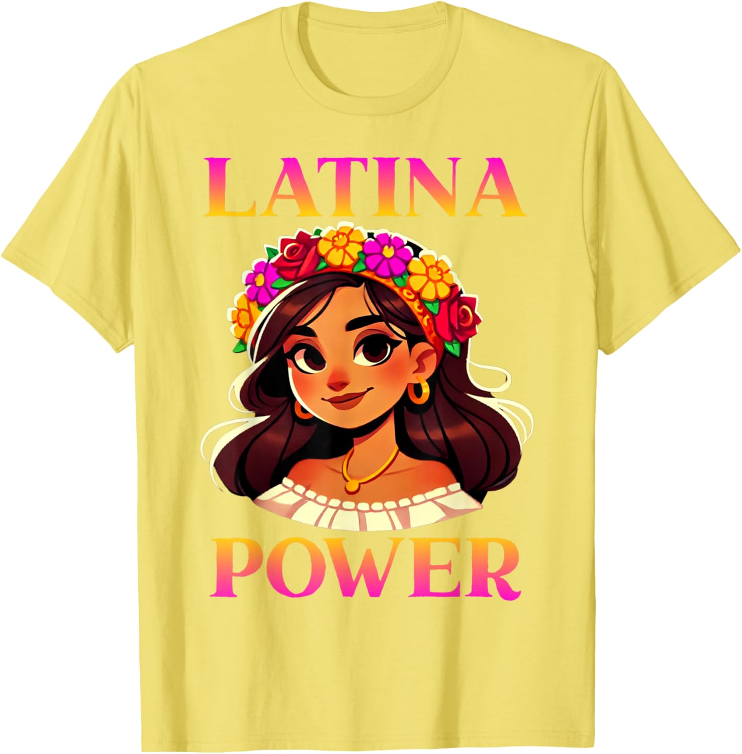 Latina Power Floral Headband T-Shirt for Proud Mexican Women - 17