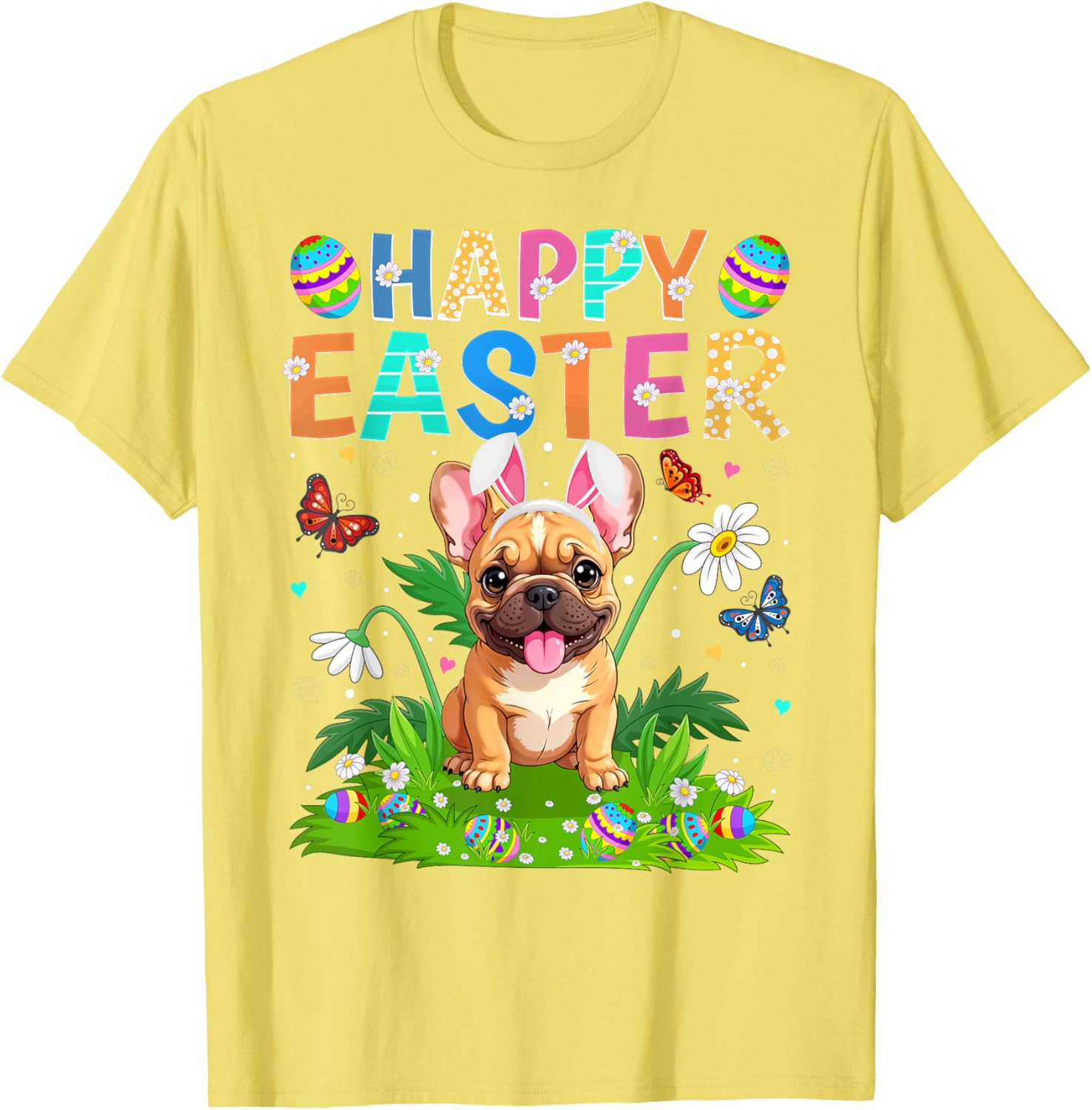 Happy Easter French Bulldog Bunny Ear Egg Hunt T-Shirt for Pet Lovers - 26