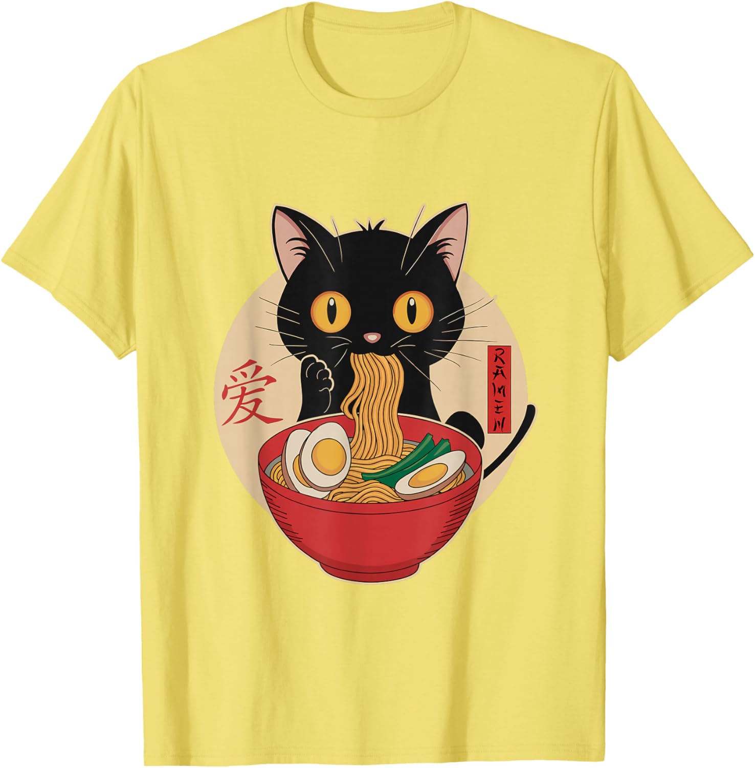 Cute Cat Eating Ramen Noodles Kawaii Anime T-Shirt for Cat Lovers - 2