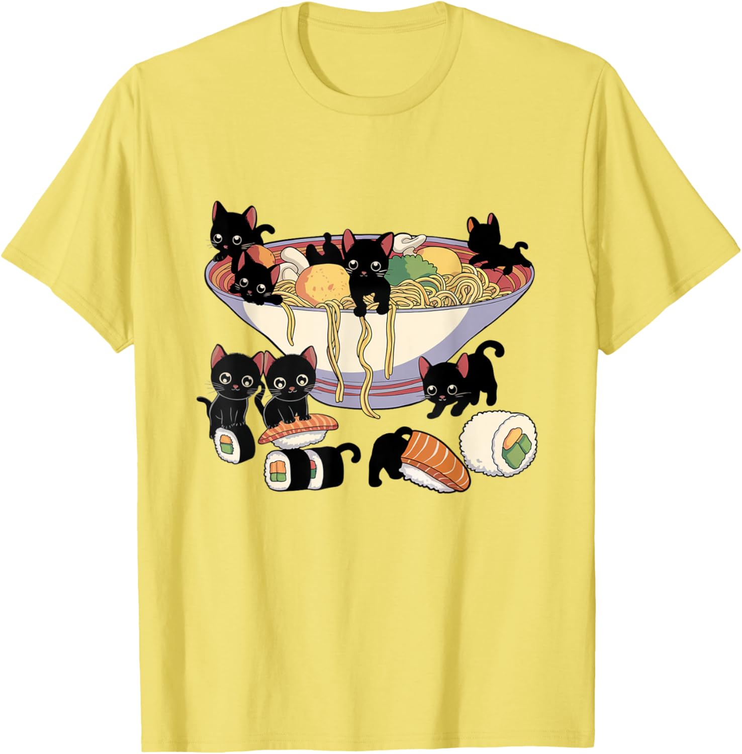 Cute Cat Ramen Sushi T-Shirt for Anime Lovers and Cat Enthusiasts - 21