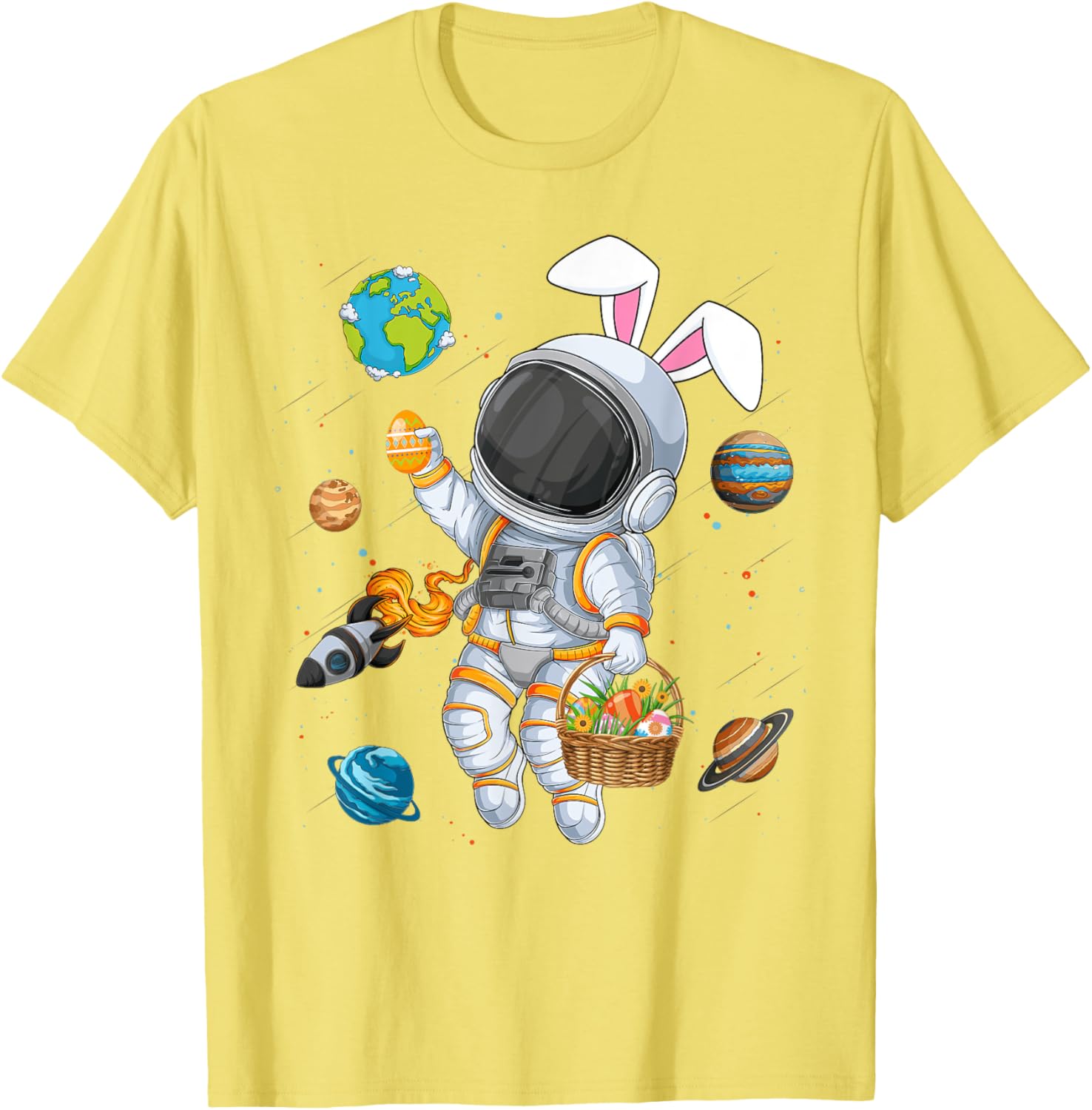 Funny Astronaut Bunny Ears Easter T-Shirt for Boys and Kids - 24