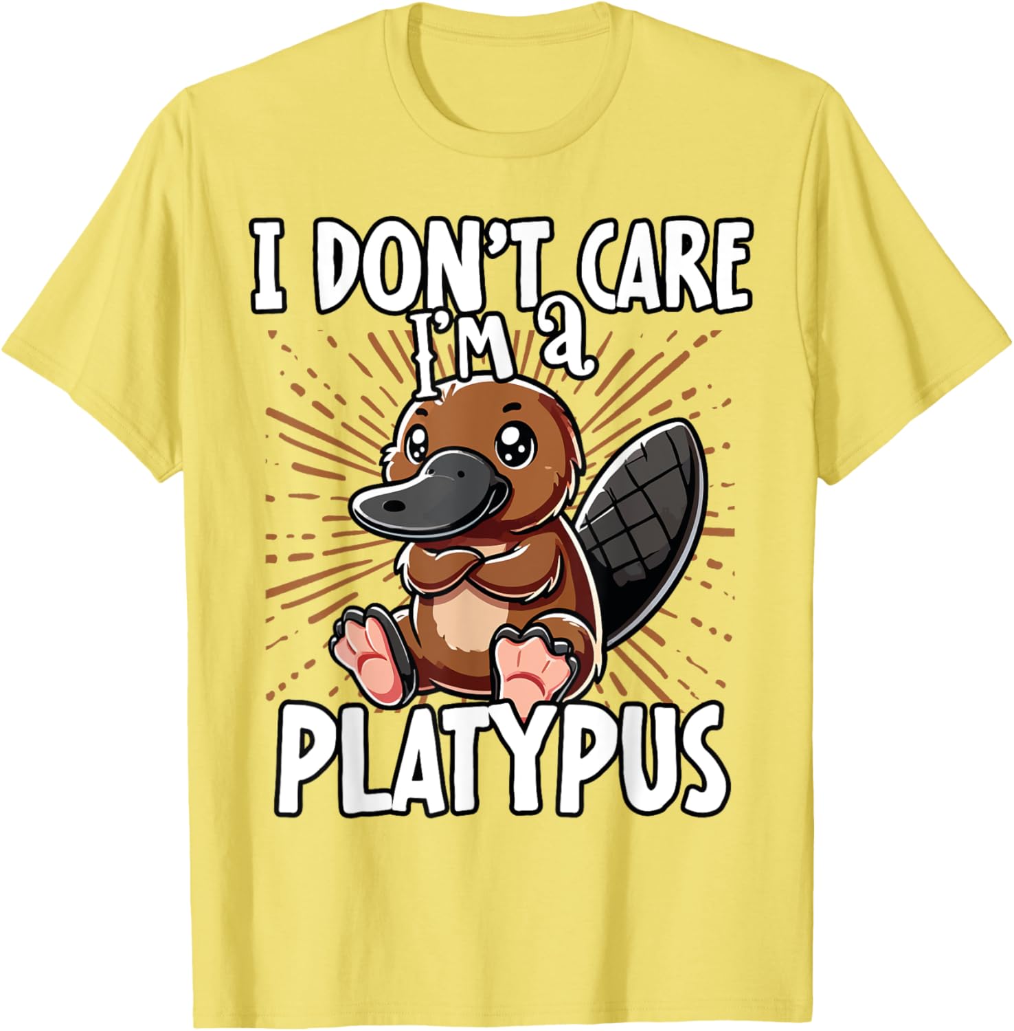 Cute Platypus T-Shirt I Don't Care Fun Animal Apparel for All Ages - 18
