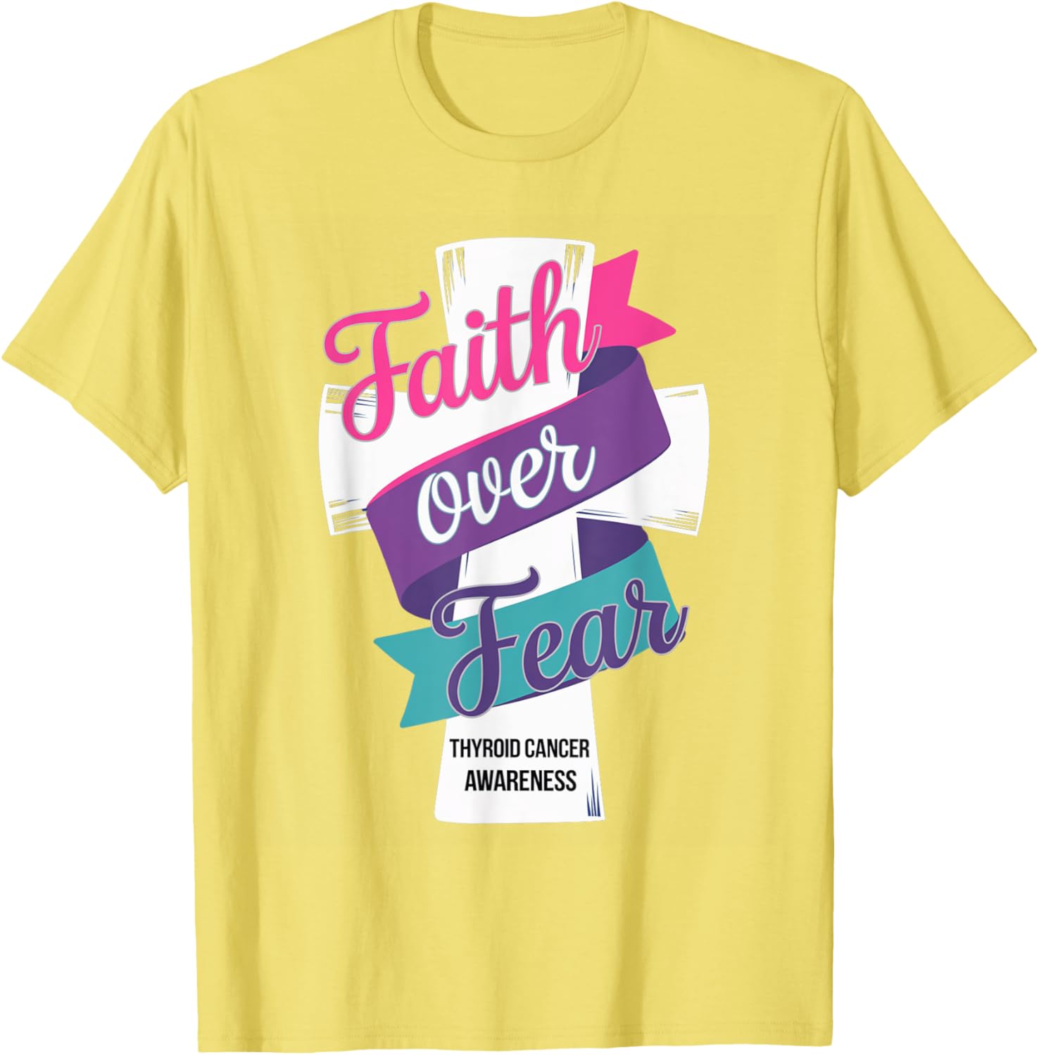 Faith Over Fear Thyroid Cancer Awareness T-Shirt for Hopeful Support - 14