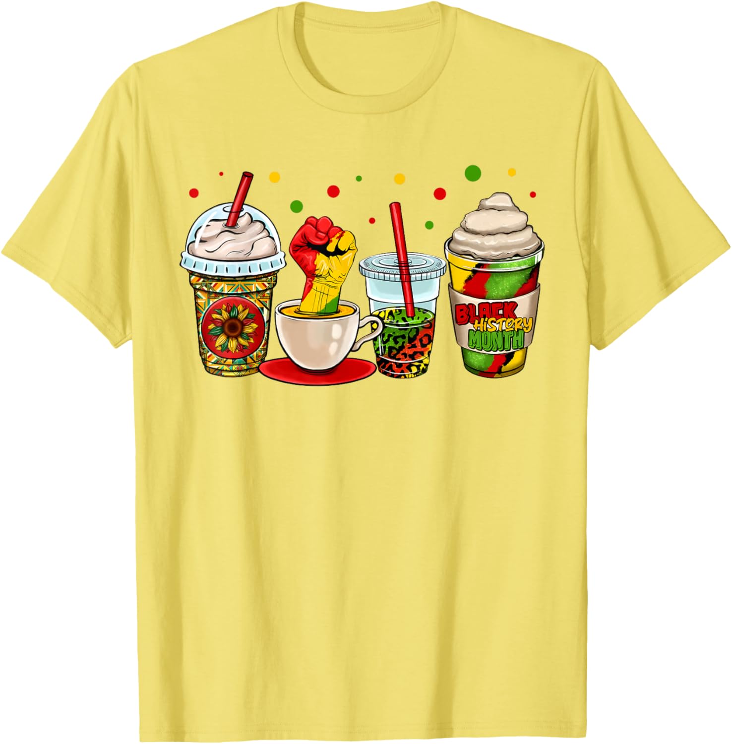 Celebrate Black History Month with Kente Dashiki Coffee Cup T-Shirt - 6