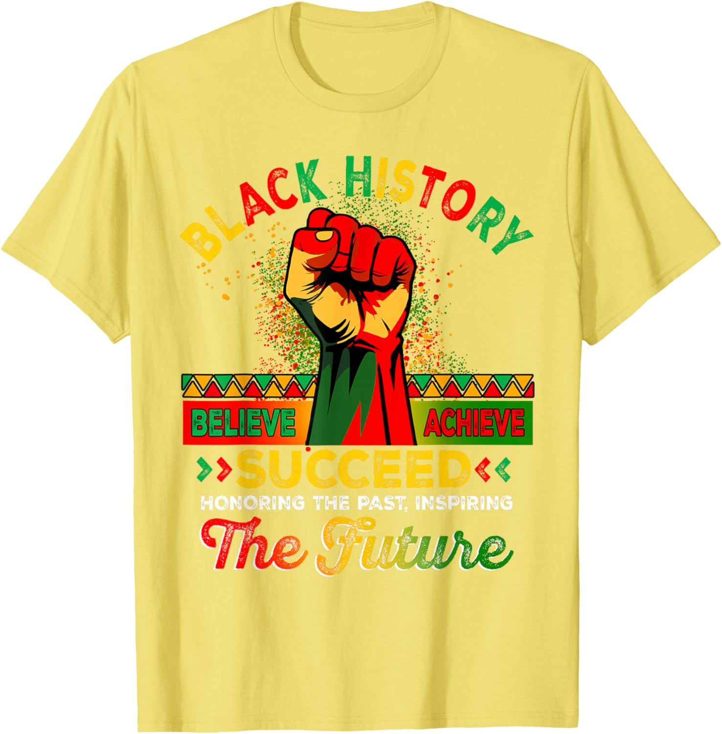 Believe Achieve Succeed African Freedom T-Shirt for Black History Month - 9