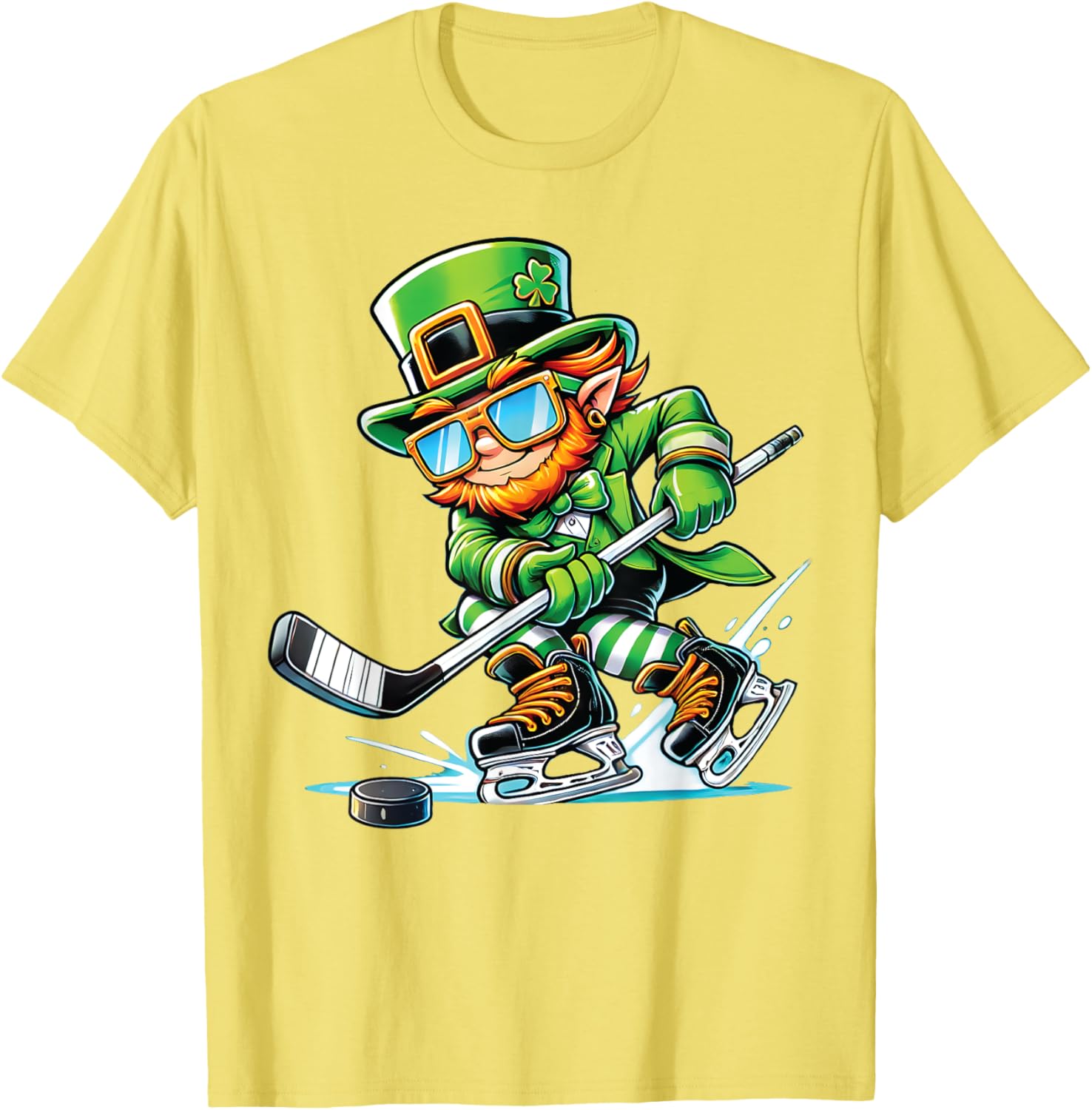 Leprechaun Ice Hockey T-Shirt Perfect for St Patrick's Day Fun - 21