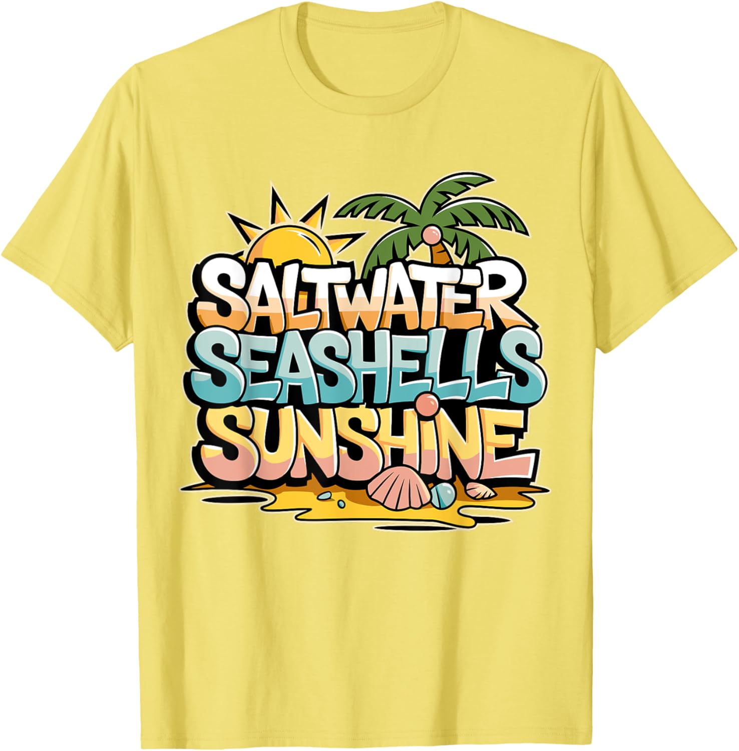 Funny Beach T-Shirt with Saltwater Seashells for Cruise Gifts - 13