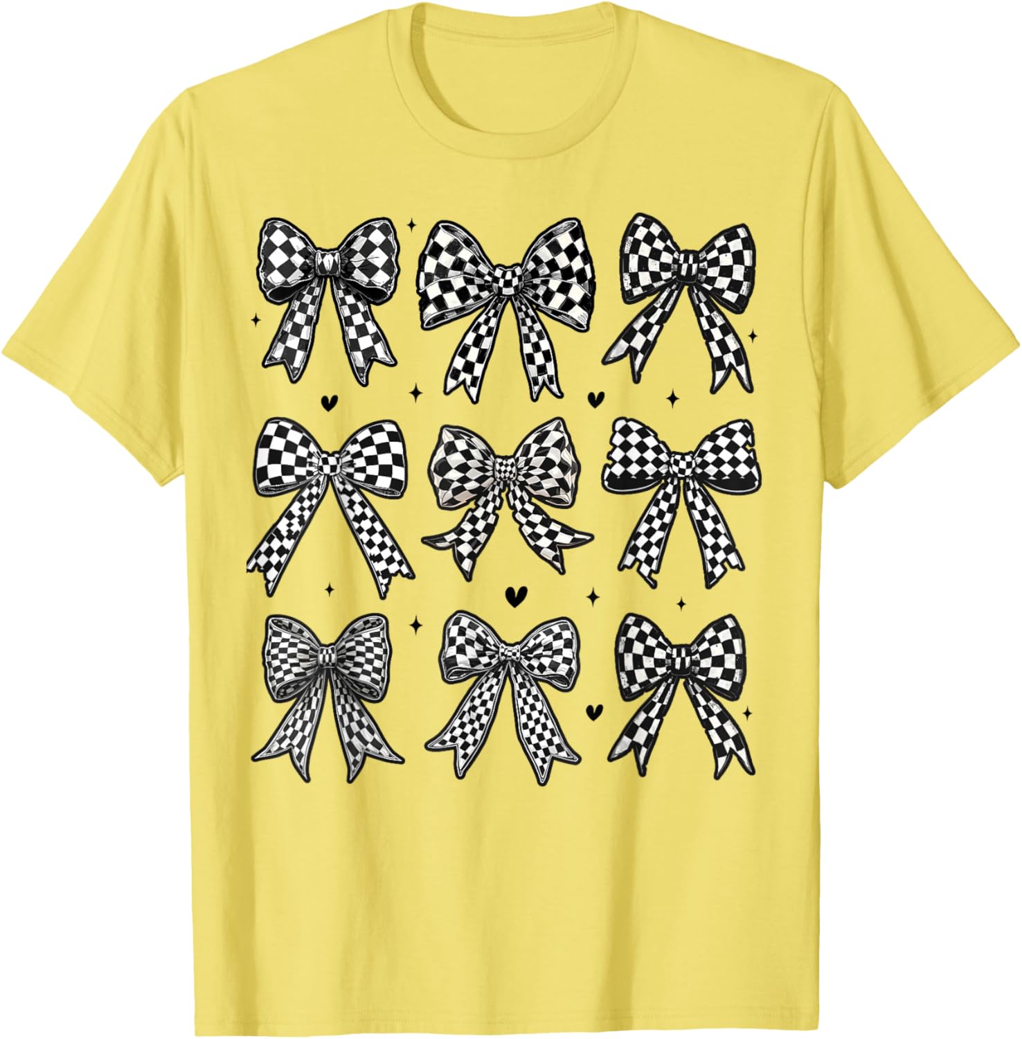 Checkered Bow Flag Racing T-Shirt for Women - Cute Coquette Style - 6