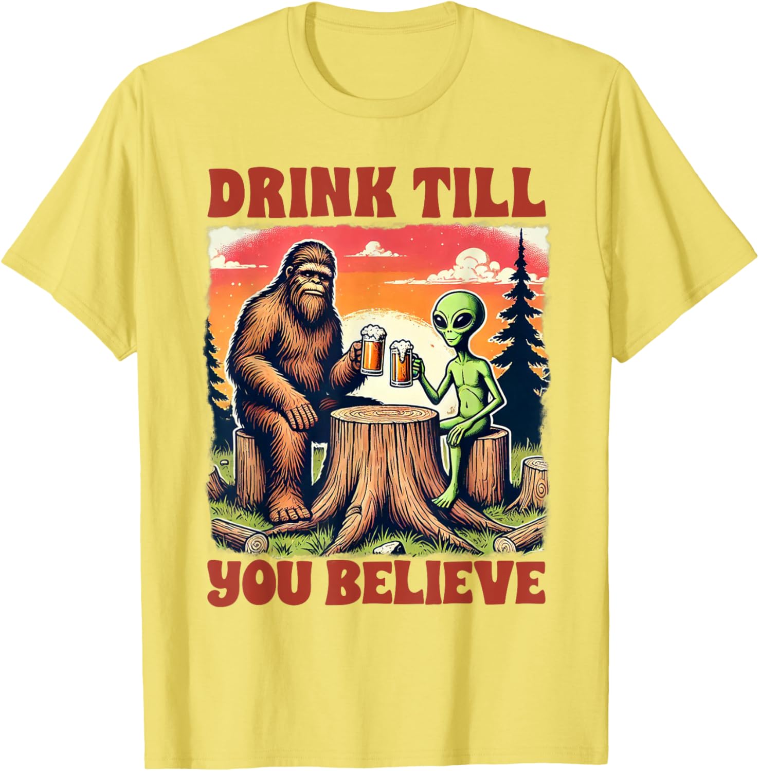 Bigfoot and Alien Lover T-Shirt for Fun Drink Enthusiasts - 4