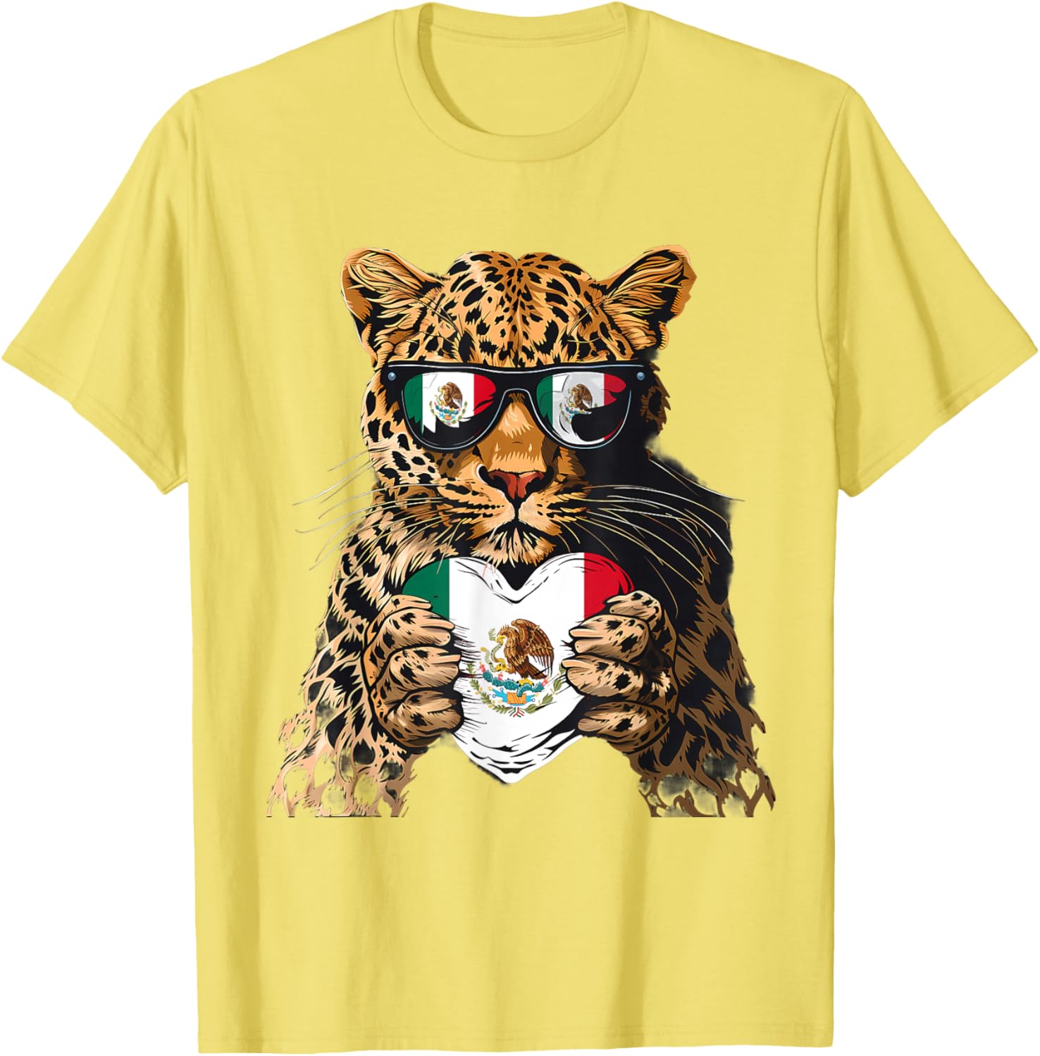 Mexico Flag Heart Leopard Sunglasses T-Shirt for Proud Mexican Roots - 26
