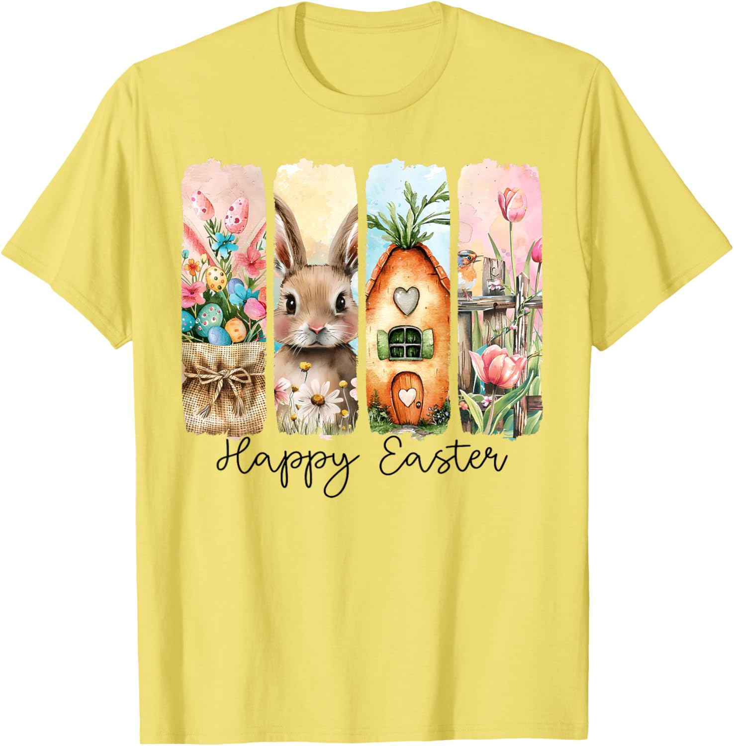 Retro Bunny Easter T-Shirt with Floral Eggs for Spring Celebrations - 15
