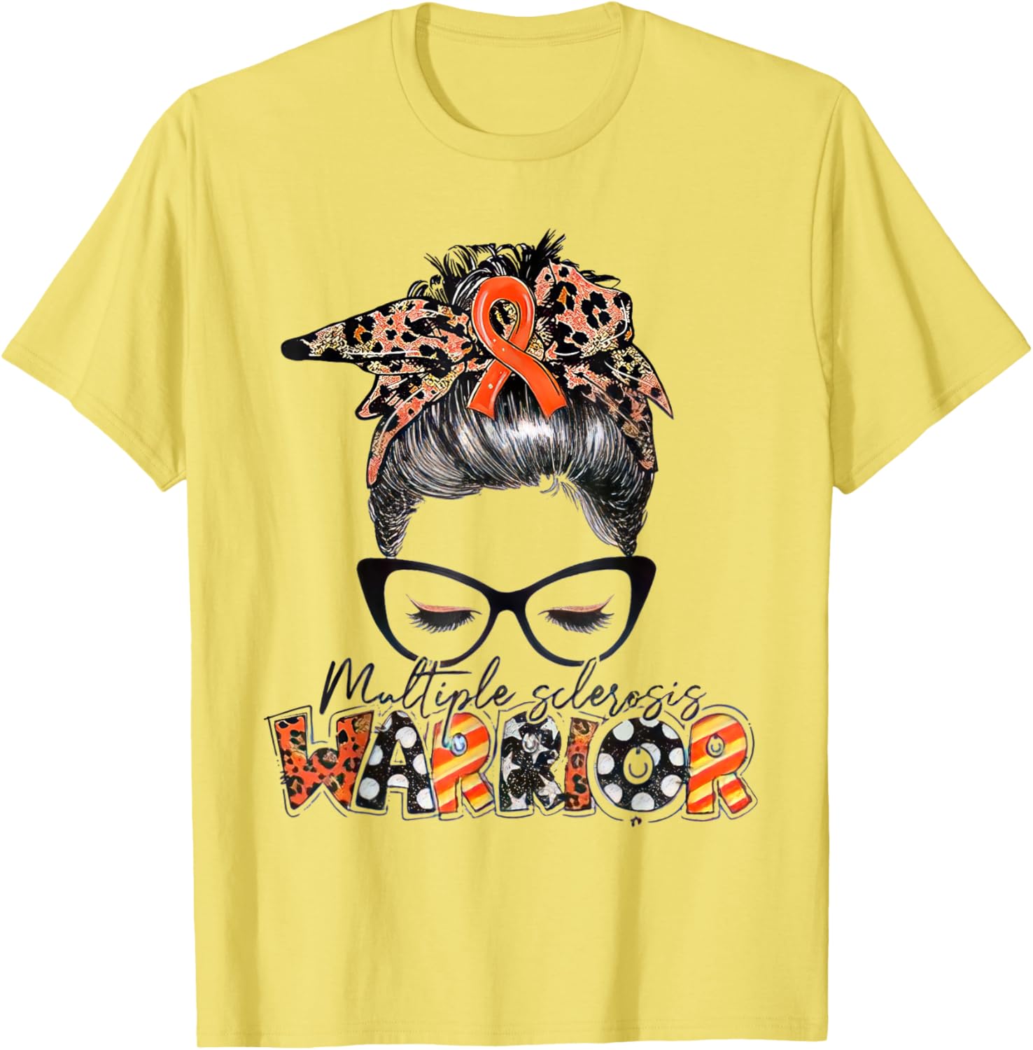 Multiple Sclerosis Warrior Messy Bun T-Shirt - MS Awareness Apparel - 19