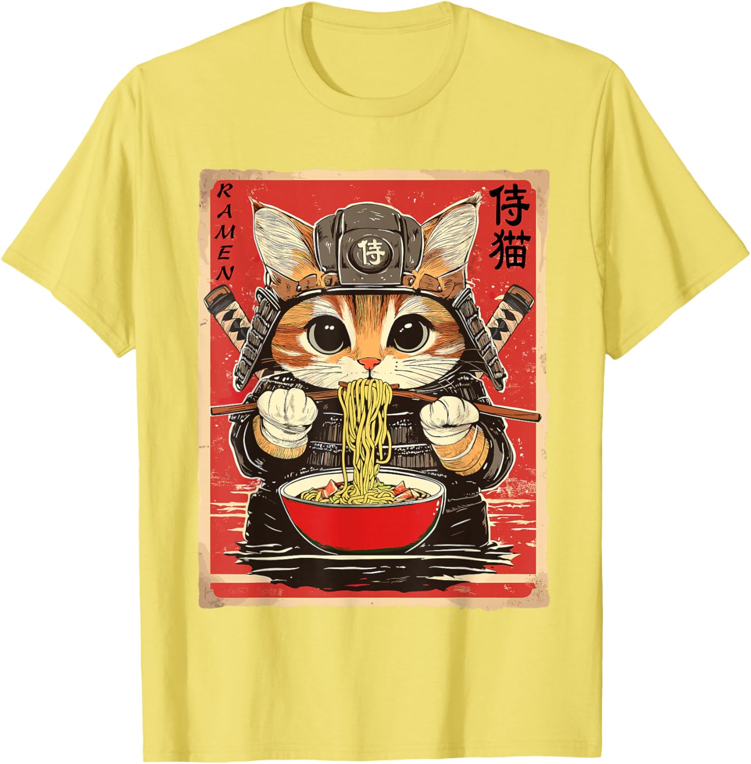 Japanese Samurai Ninja Cat Eating Ramen Funny T-Shirt for Cat Lovers - 29