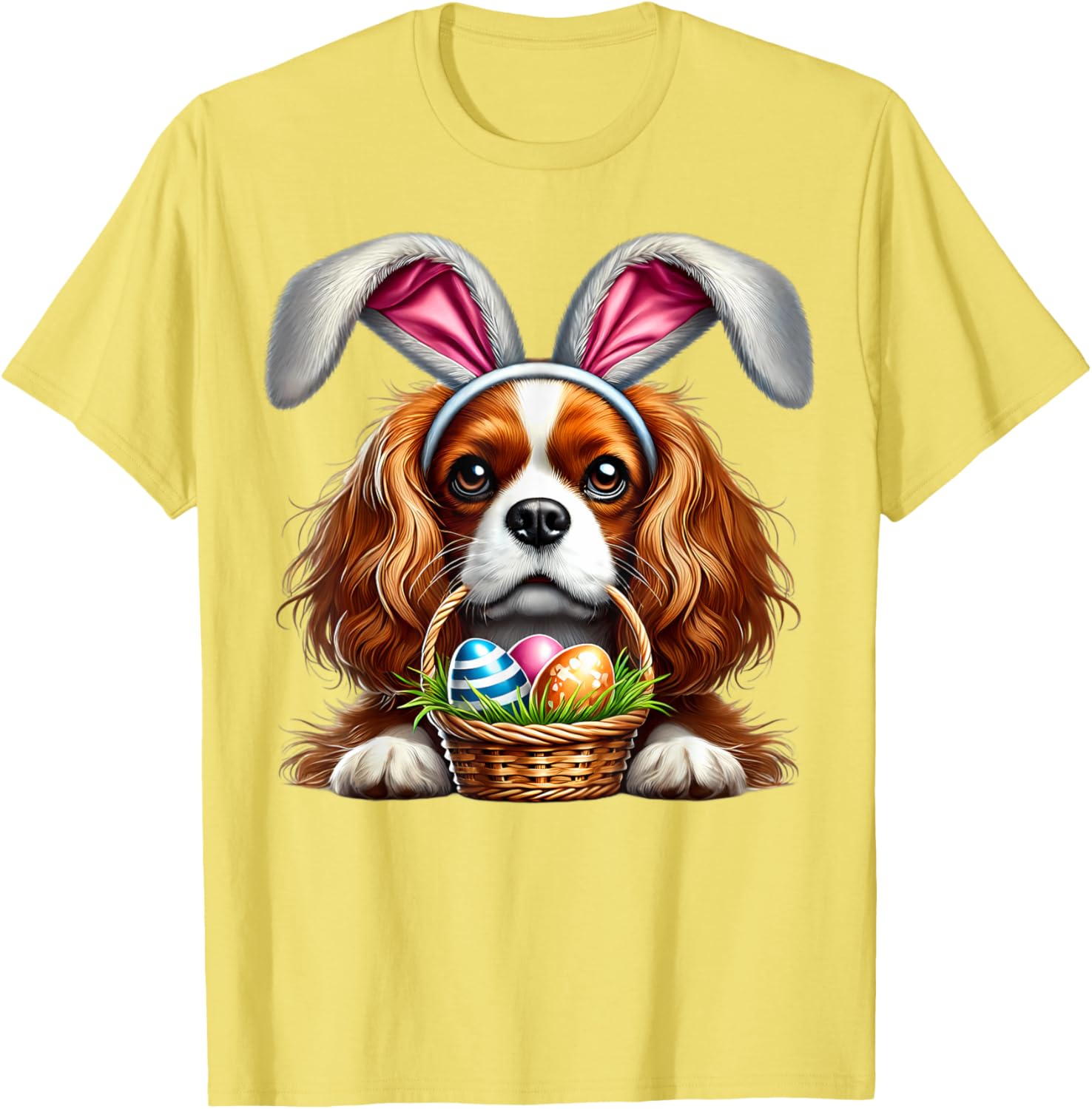 Cute Bunny Ear Cavalier King Charles Spaniel Easter Eggs T-Shirt - 18