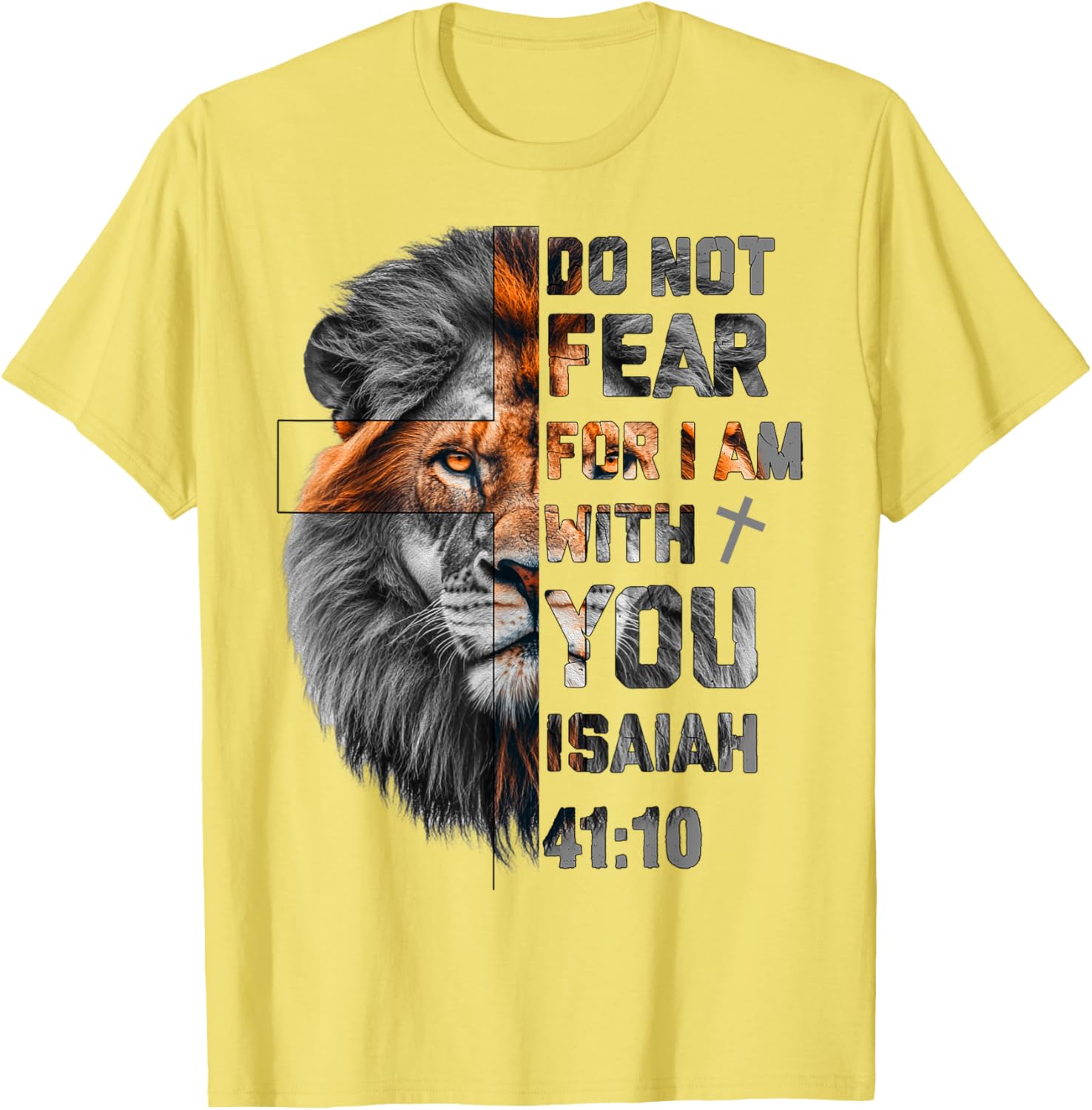 Lion of Judah T-Shirt with Isaiah 41:10 Inspirational Design - 2