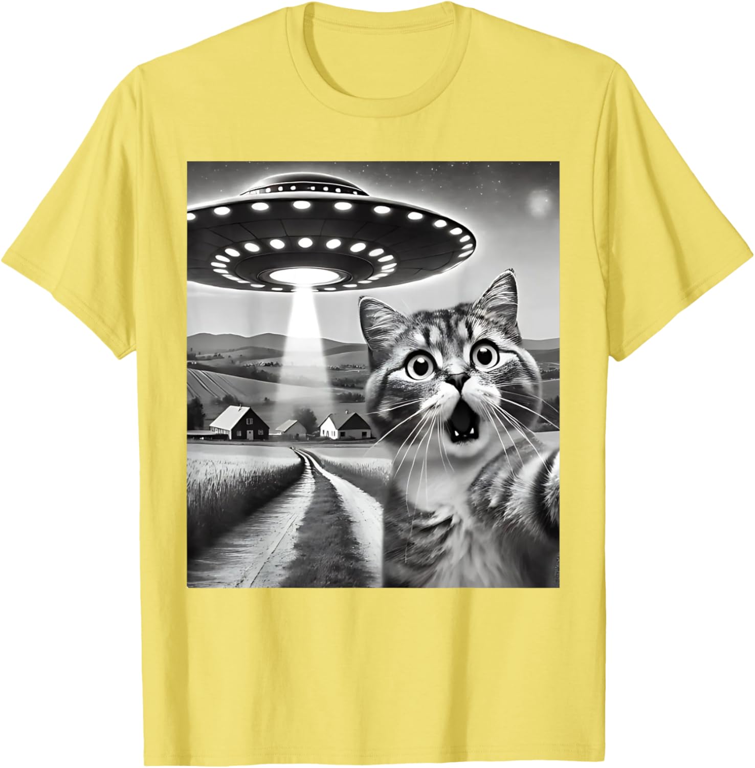 Funny Cat Selfie with Alien UFO T-Shirt for Men, Women, and Kids - 3