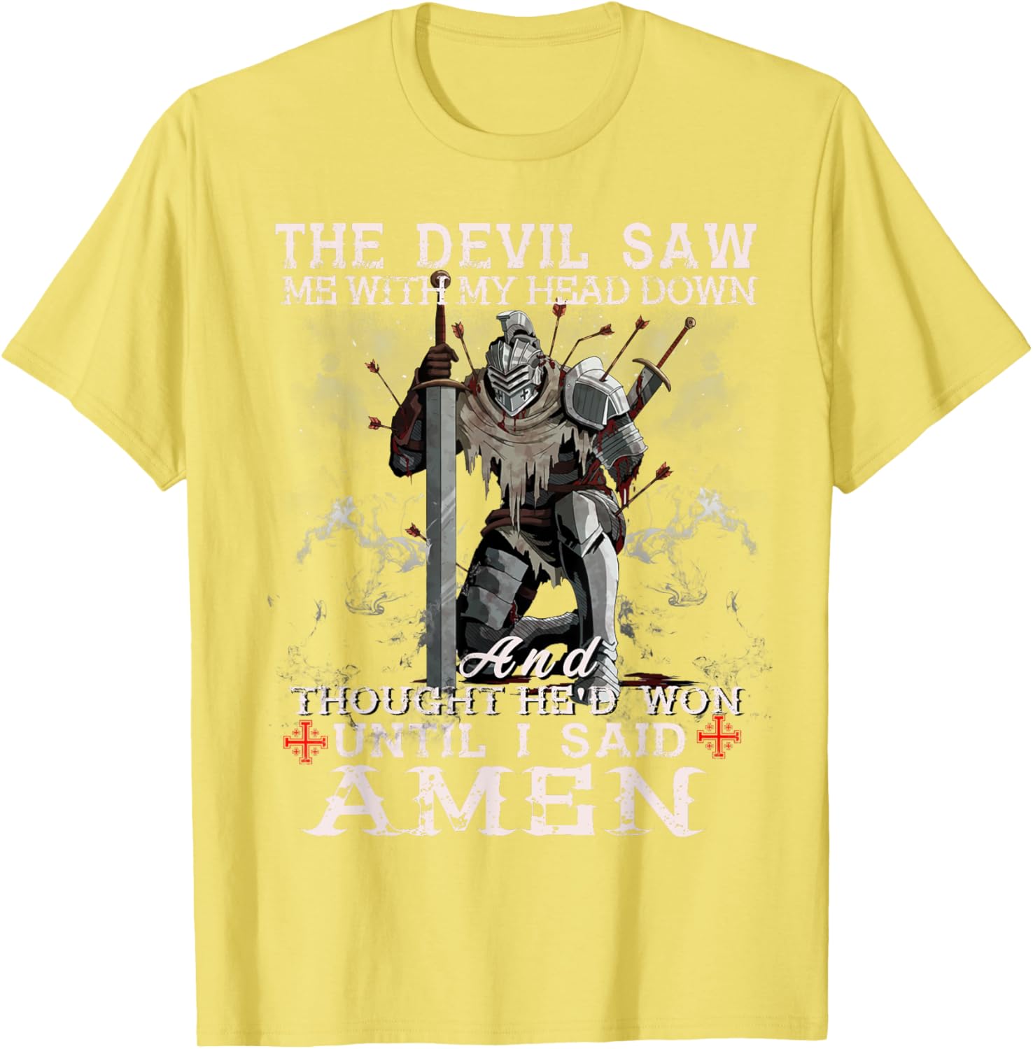 Knight Templar Christian Warrior T-Shirt with Powerful Amen Statement - 1