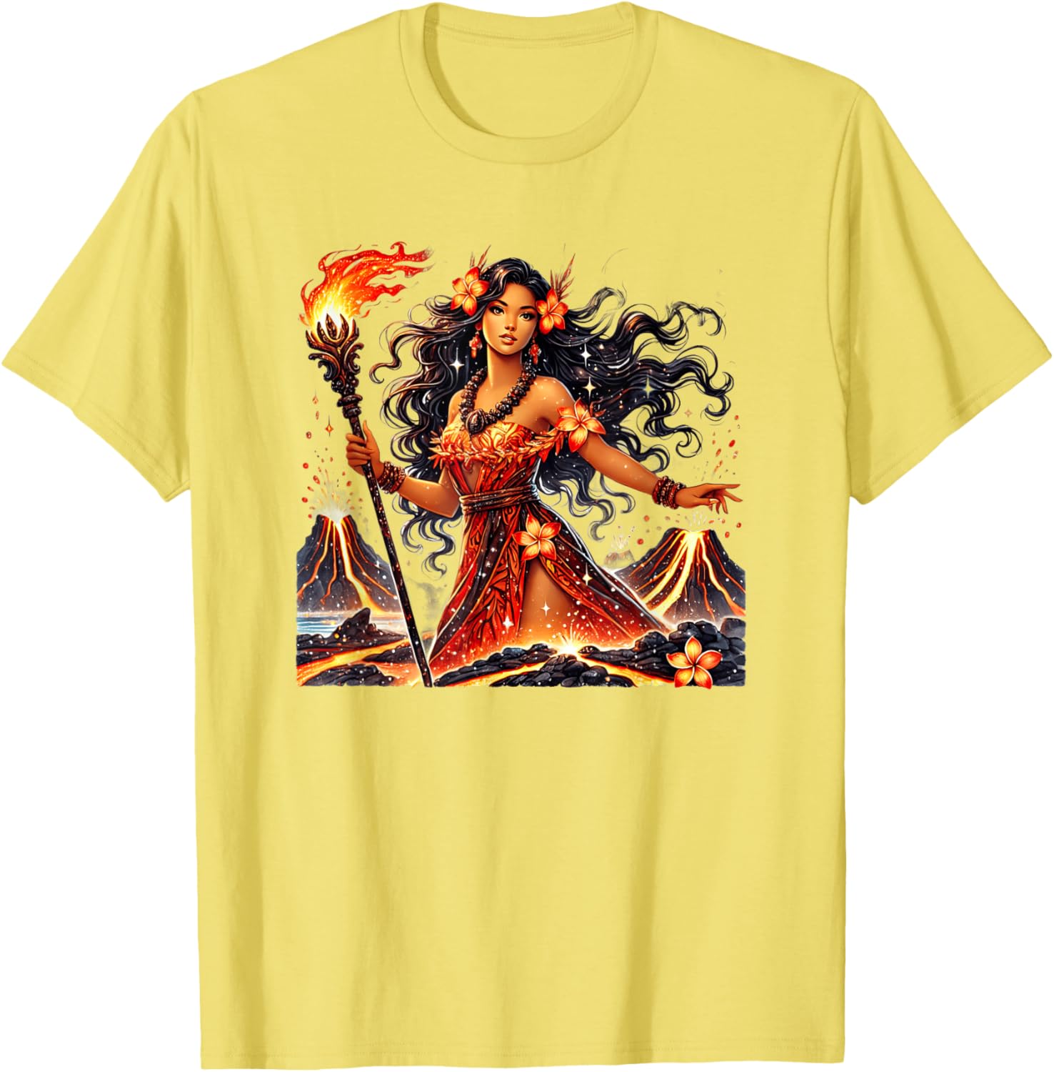 Hawaiian Goddess Pele Fire Transformation T-Shirt for Nature Lovers - 9