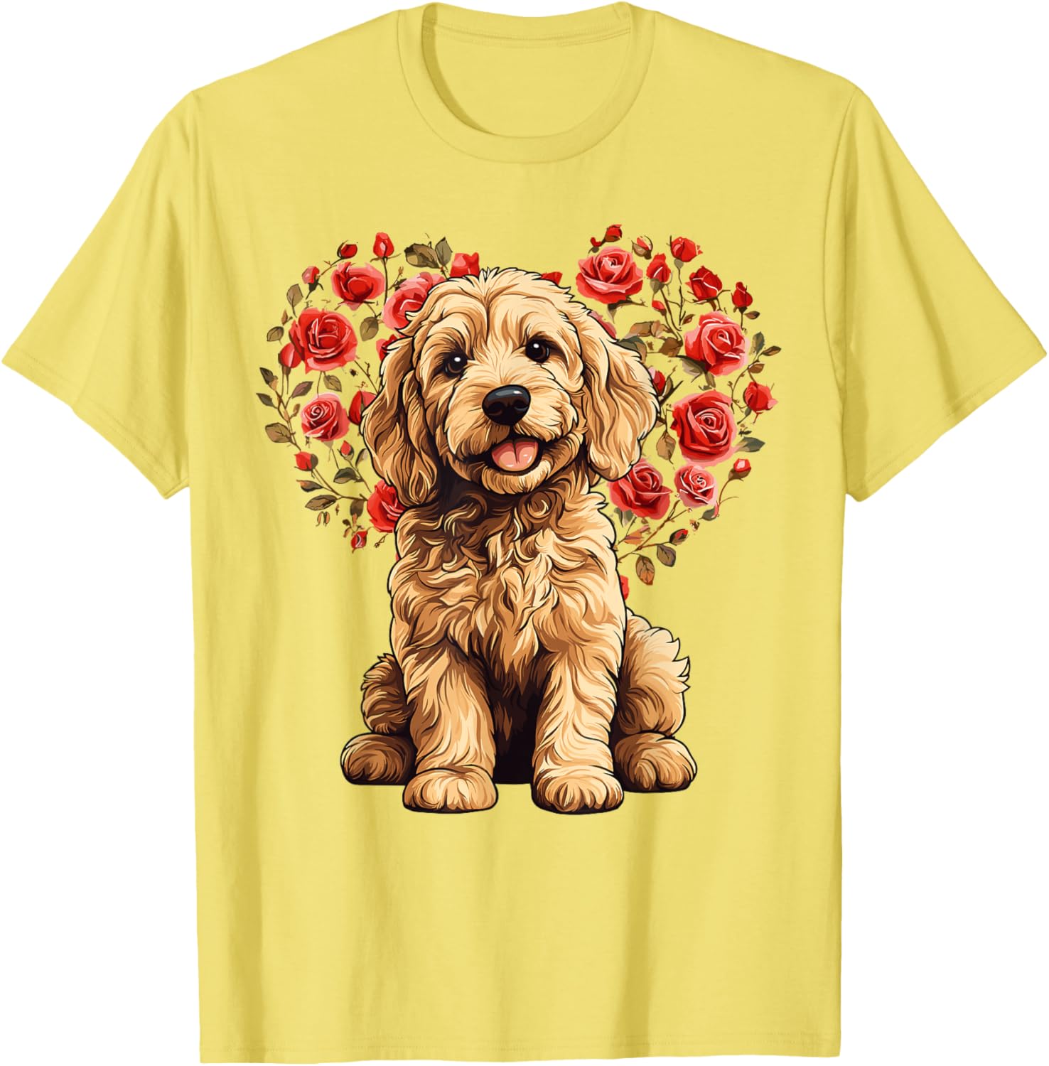 Goldendoodle Valentine’s Day Floral Heart T-Shirt for Dog Lovers - 7