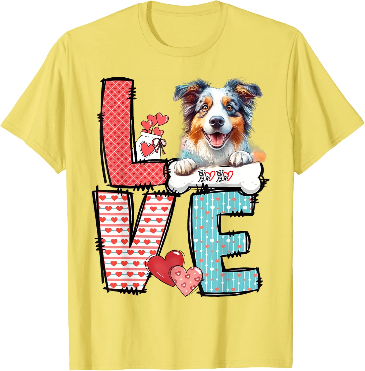 Love Australian Shepherd Dog Happy Valentine's Day T-Shirt for Dog Lovers - 7