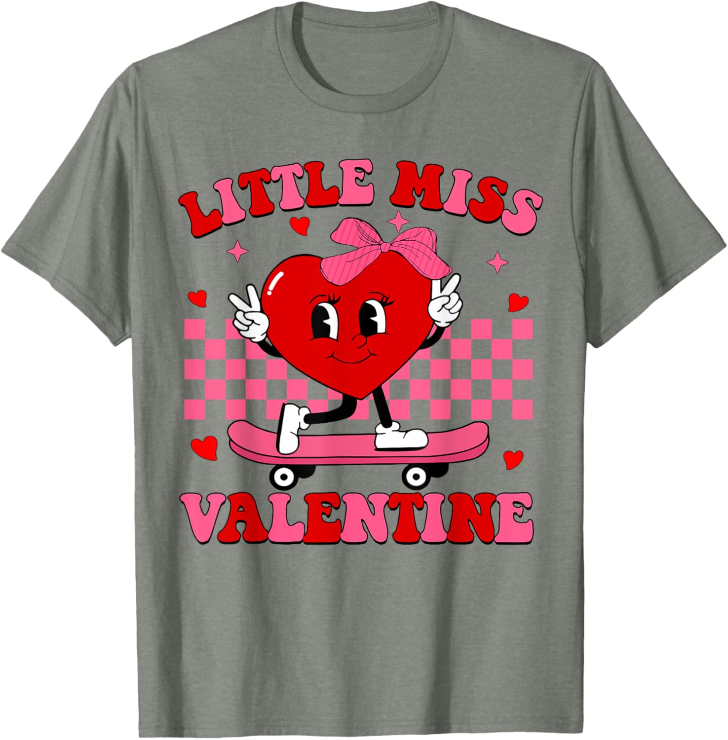 Little Miss Valentine Heart Skateboard T-Shirt for Fun-Loving Women - 22