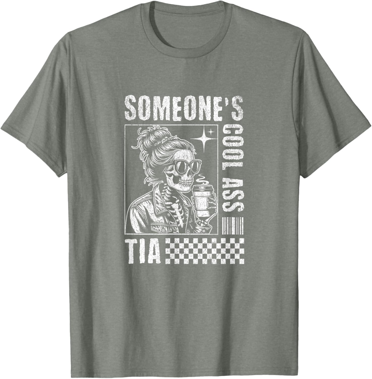 Funny Skeleton Coffee T-Shirt for Cool Tia - Perfect Gift Idea - 4