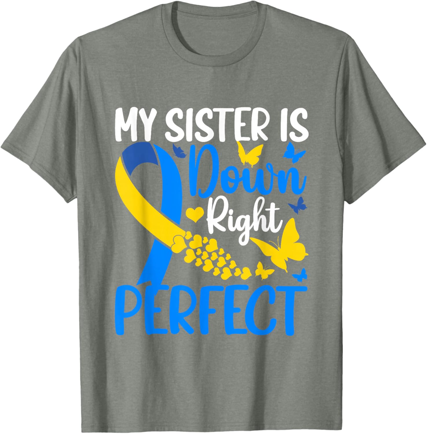 Sister Down Syndrome Awareness Butterfly T-Shirt for Supportive Siblings - 3