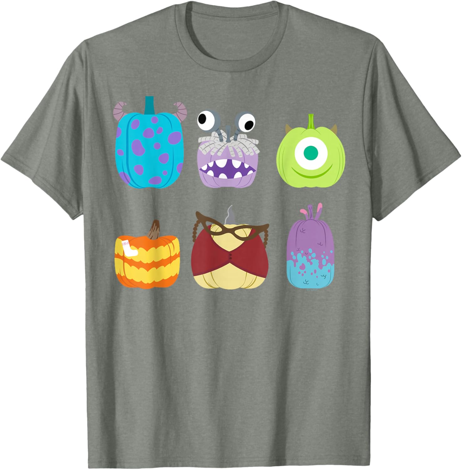 Disney Pixar Monsters Inc Halloween Pumpkin Grid T-Shirt for Kids and Adults - 2