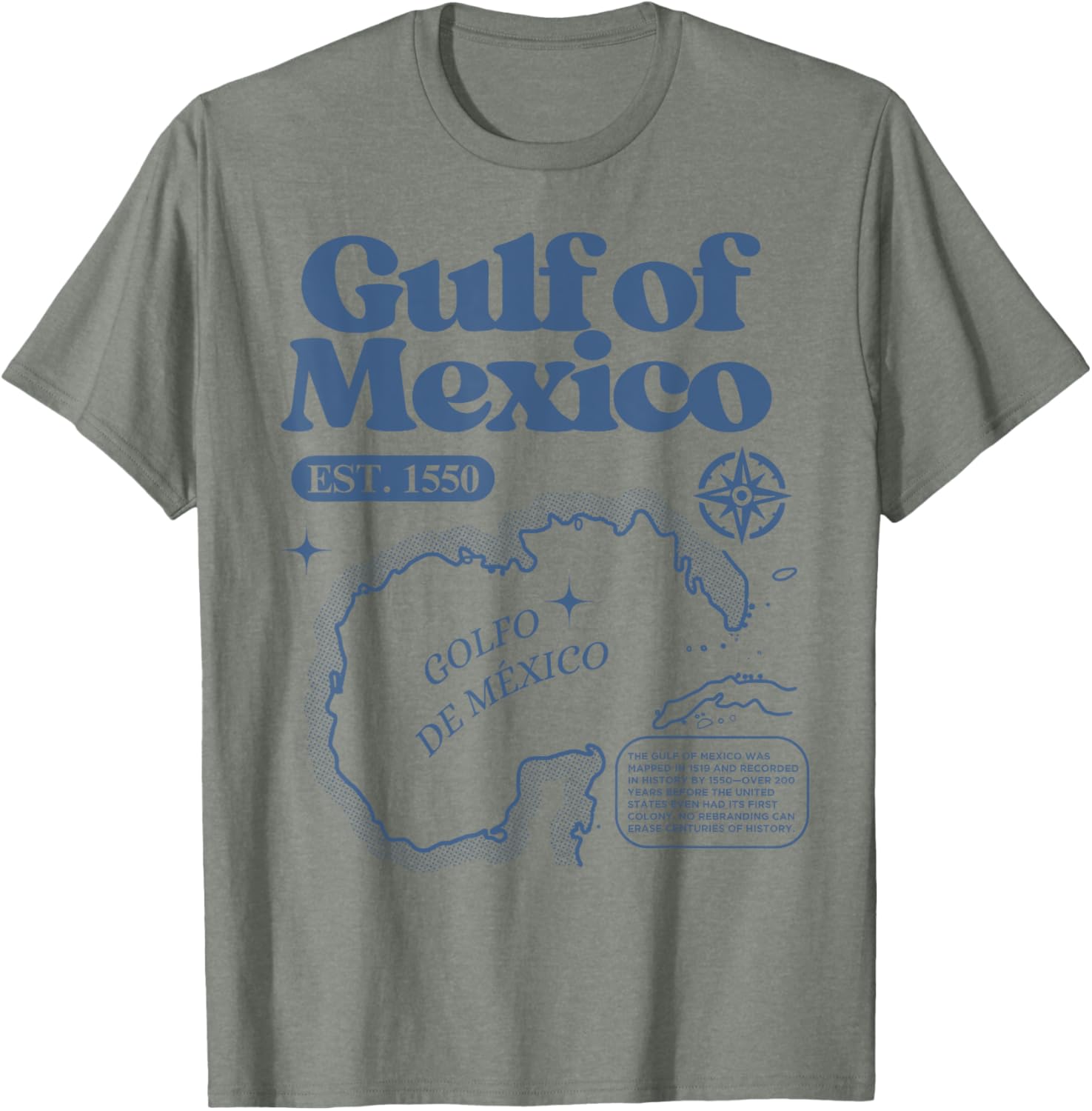 Vintage Gulf of Mexico 1550 Map T-Shirt for History Lovers - 5