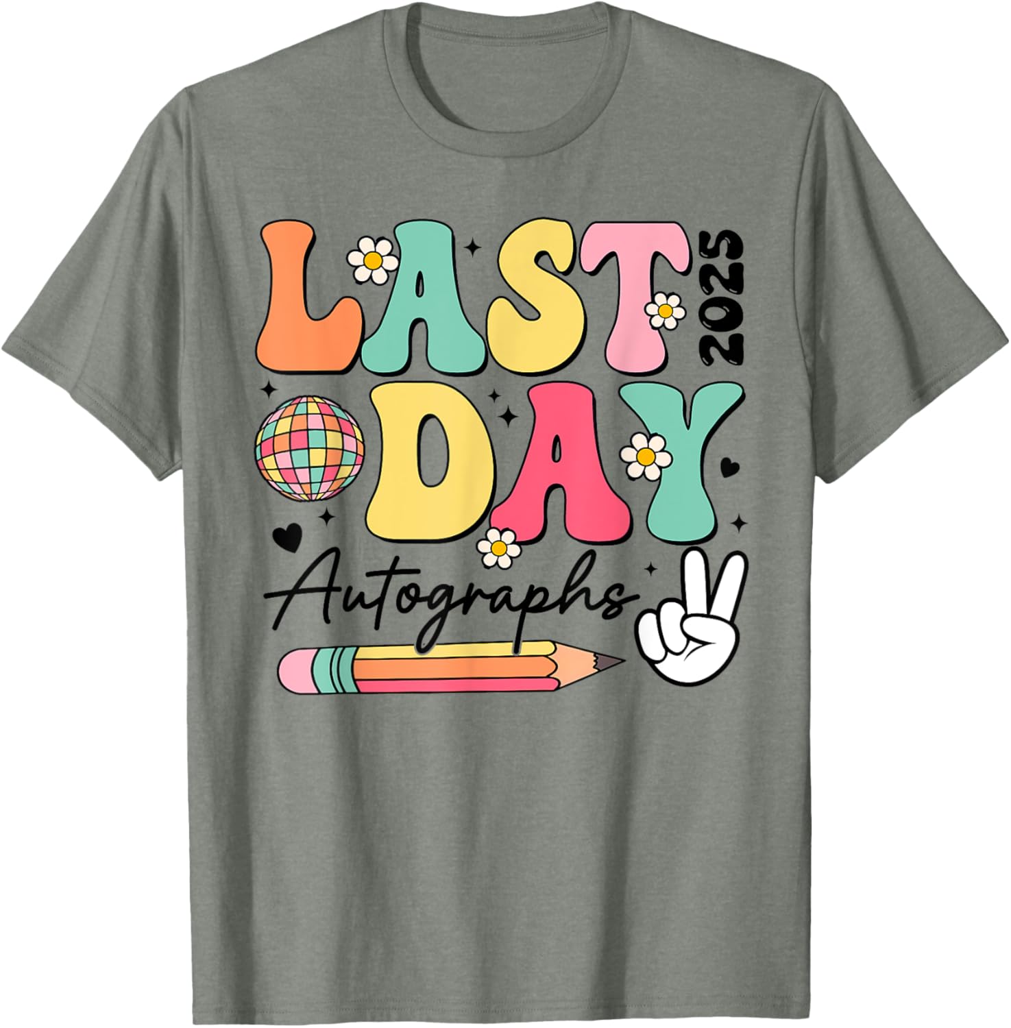 Last Day of School 2024-2025 Retro Cute Autographs T-Shirt for Kids - 10