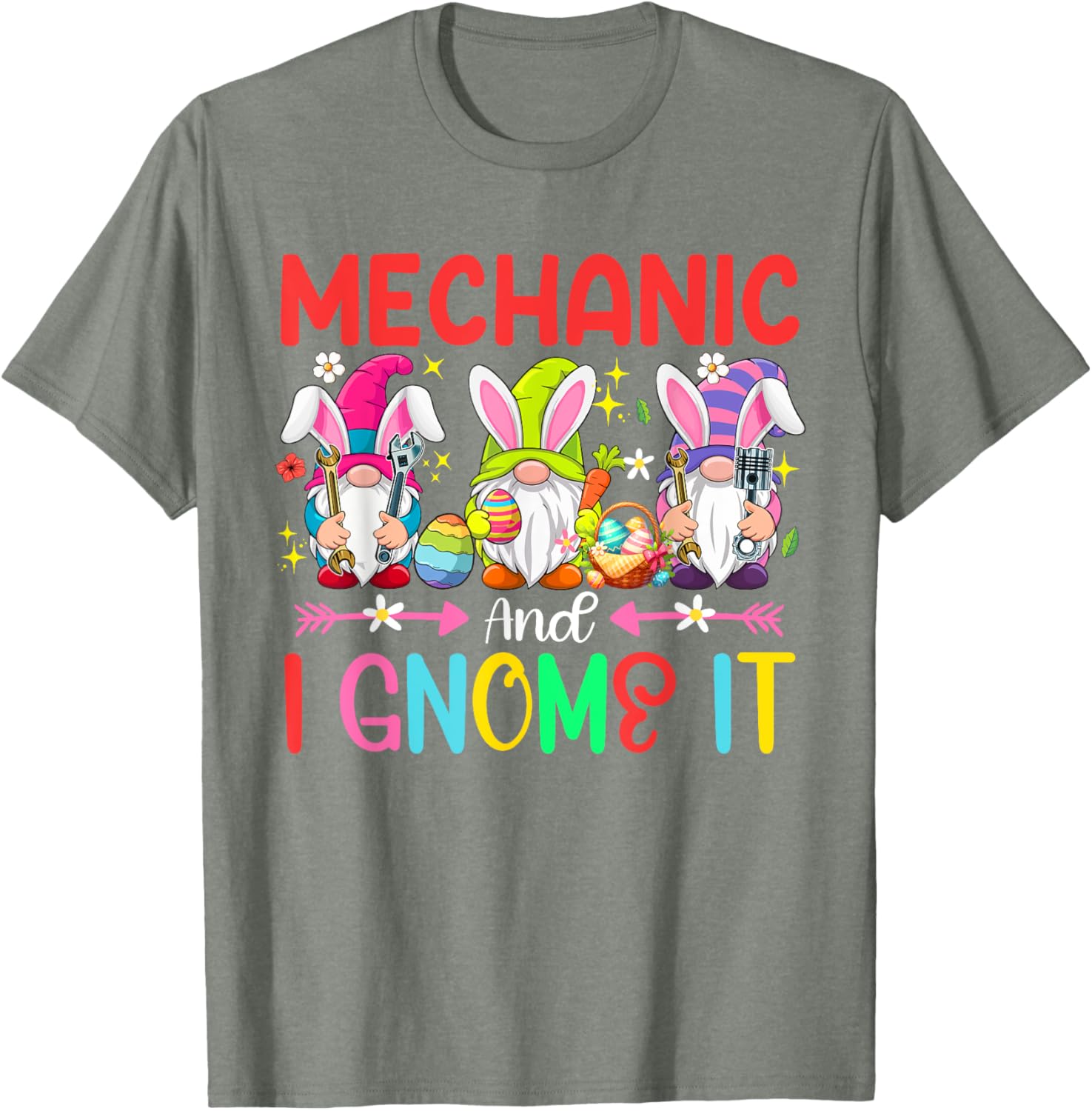 Funny Mechanic and Gnomes Easter Job Team T-Shirt for Gnome Lovers - 24