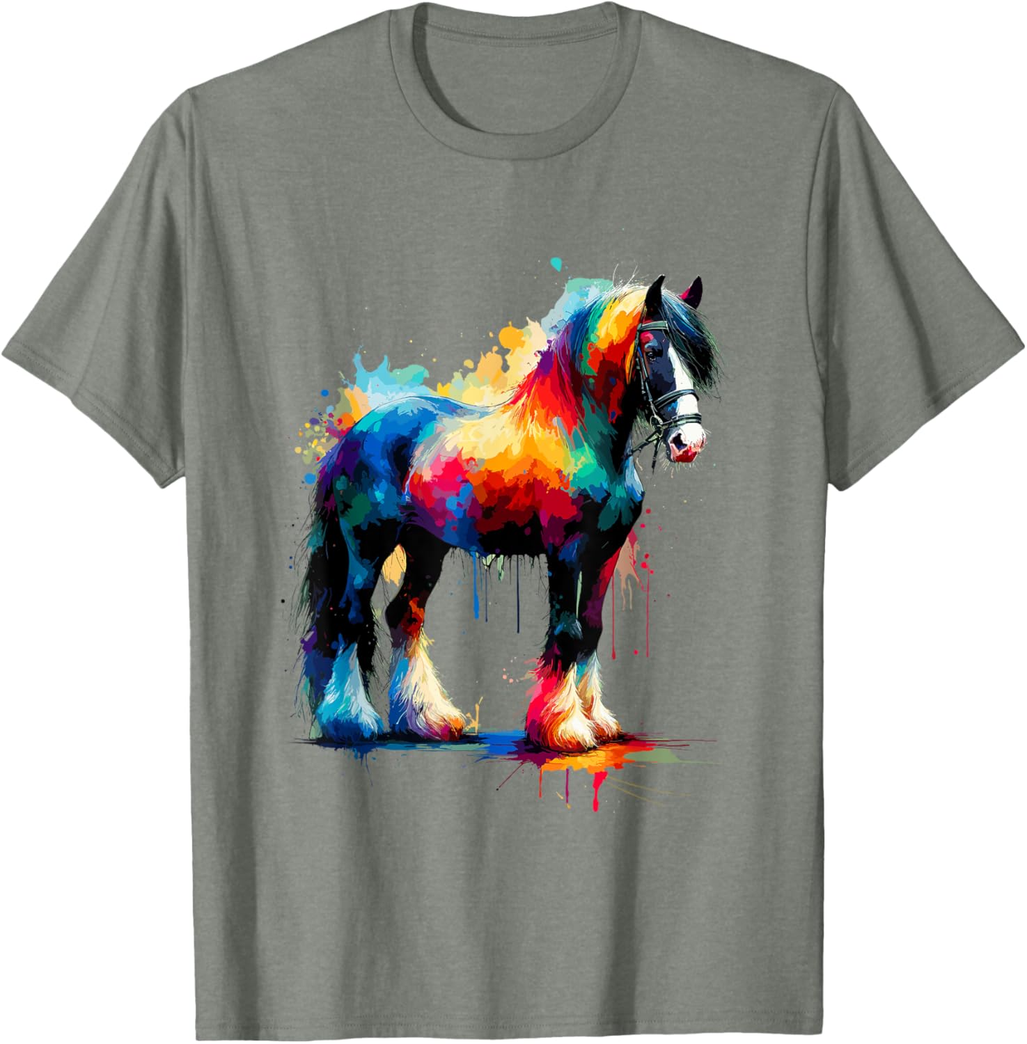 Splash Art Gypsy Vanner Horse T-Shirt for Equestrian Lovers - 13