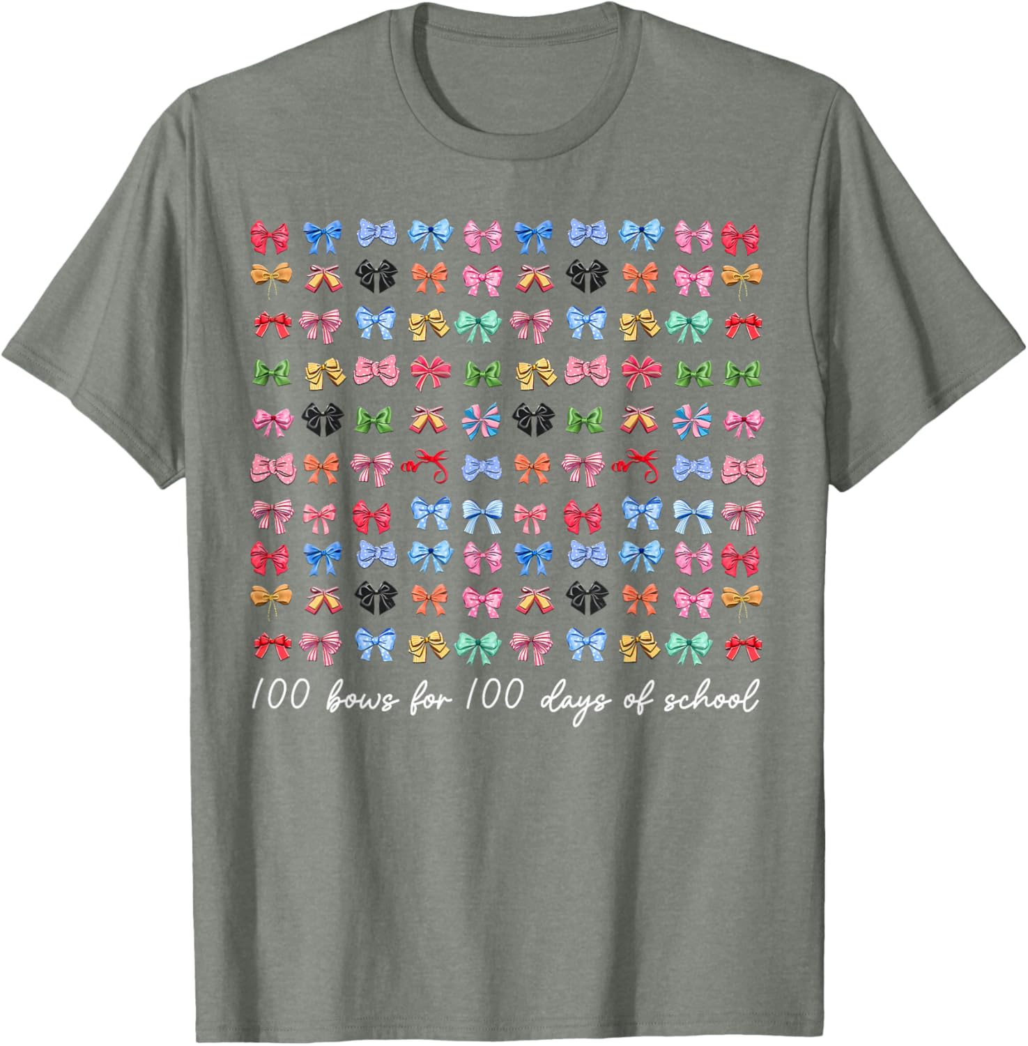100 Bows For 100 Days Of School T-Shirt for Teachers and Kids - 7