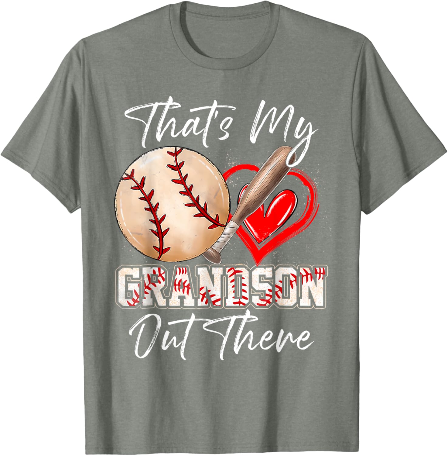 Funny That's My Grandson Out There Baseball T-Shirt for Grandparents - 23