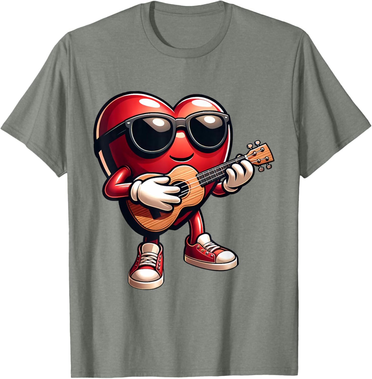 Heart Ukulele Love T-Shirt for Musicians Perfect for Valentine's Day - 14