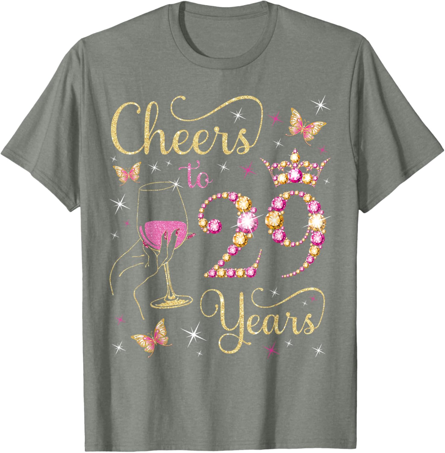 Cheers to 29 Years Birthday Queen T-Shirt Perfect for 29th Celebration - 8