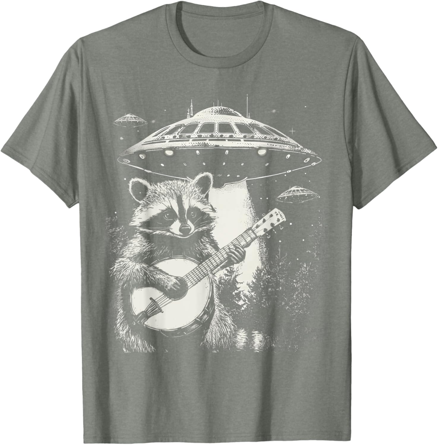 Funny Vintage Raccoon Banjo Alien T-Shirt for Unique Style Lovers - 3