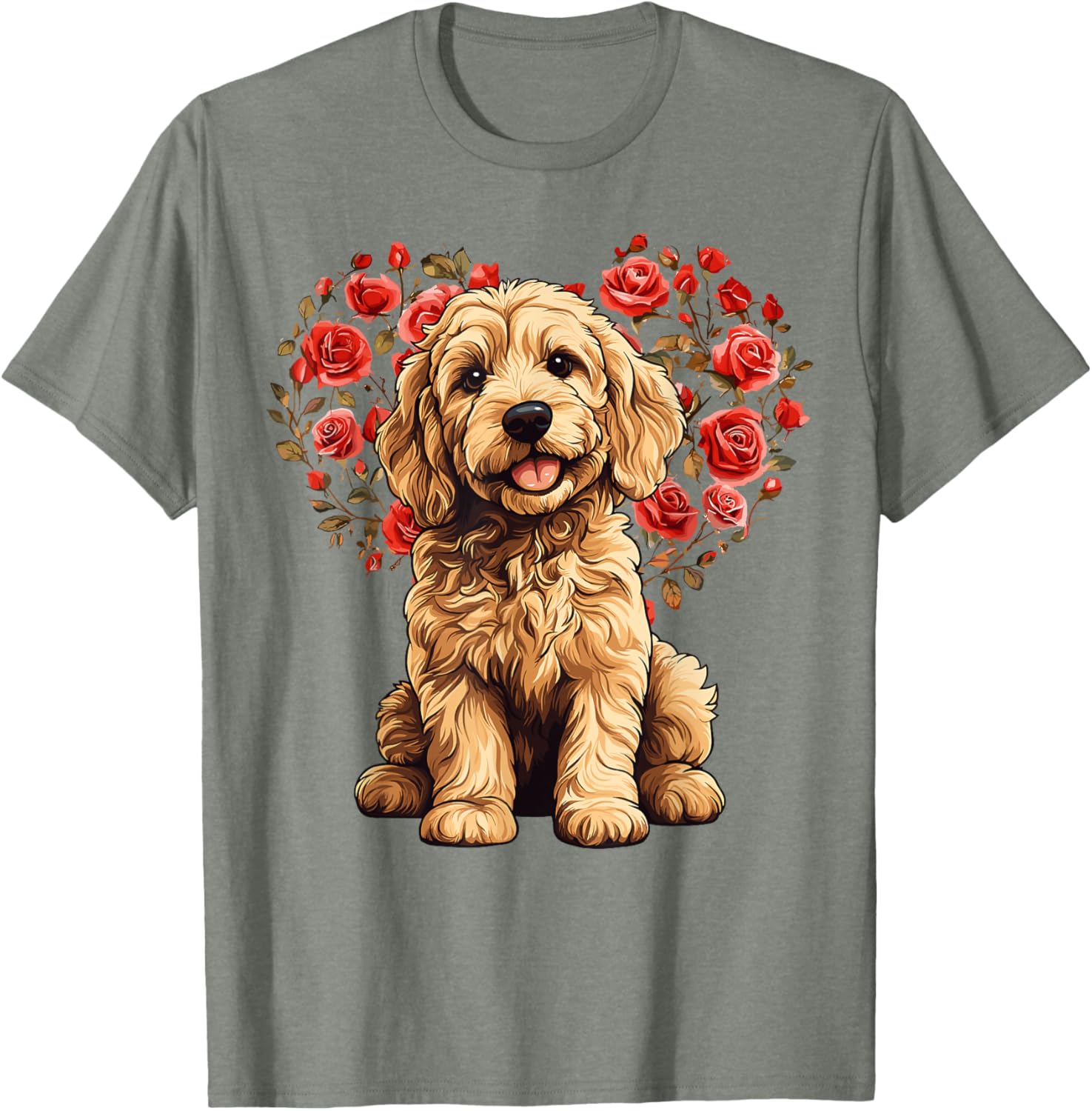 Goldendoodle Valentine’s Day Floral Heart T-Shirt for Dog Lovers - 23