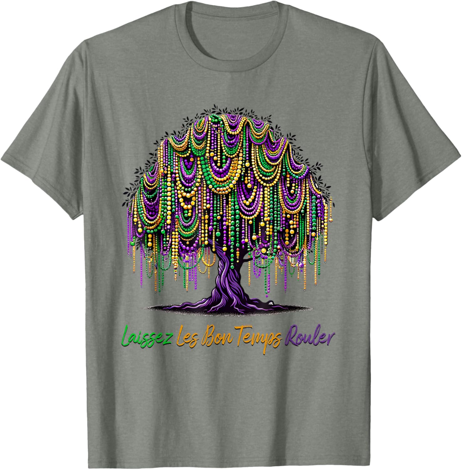 Laissez Les Bon Temps Rouler Mardi Gras Tree Beads T-Shirt for Festive Fun - 5