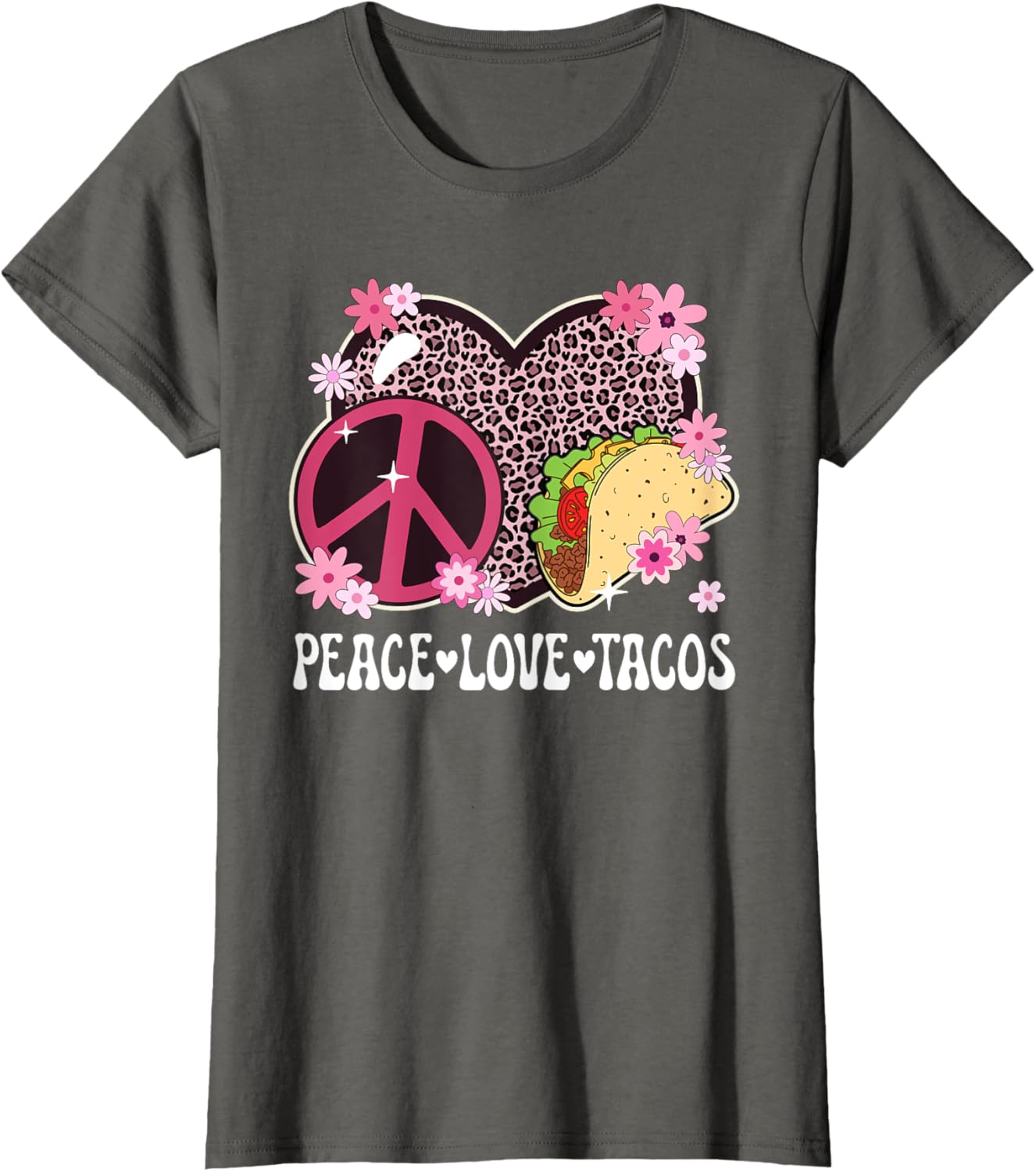 Peace Love Tacos Leopard Print Taco Tuesday T-Shirt for Women - 4