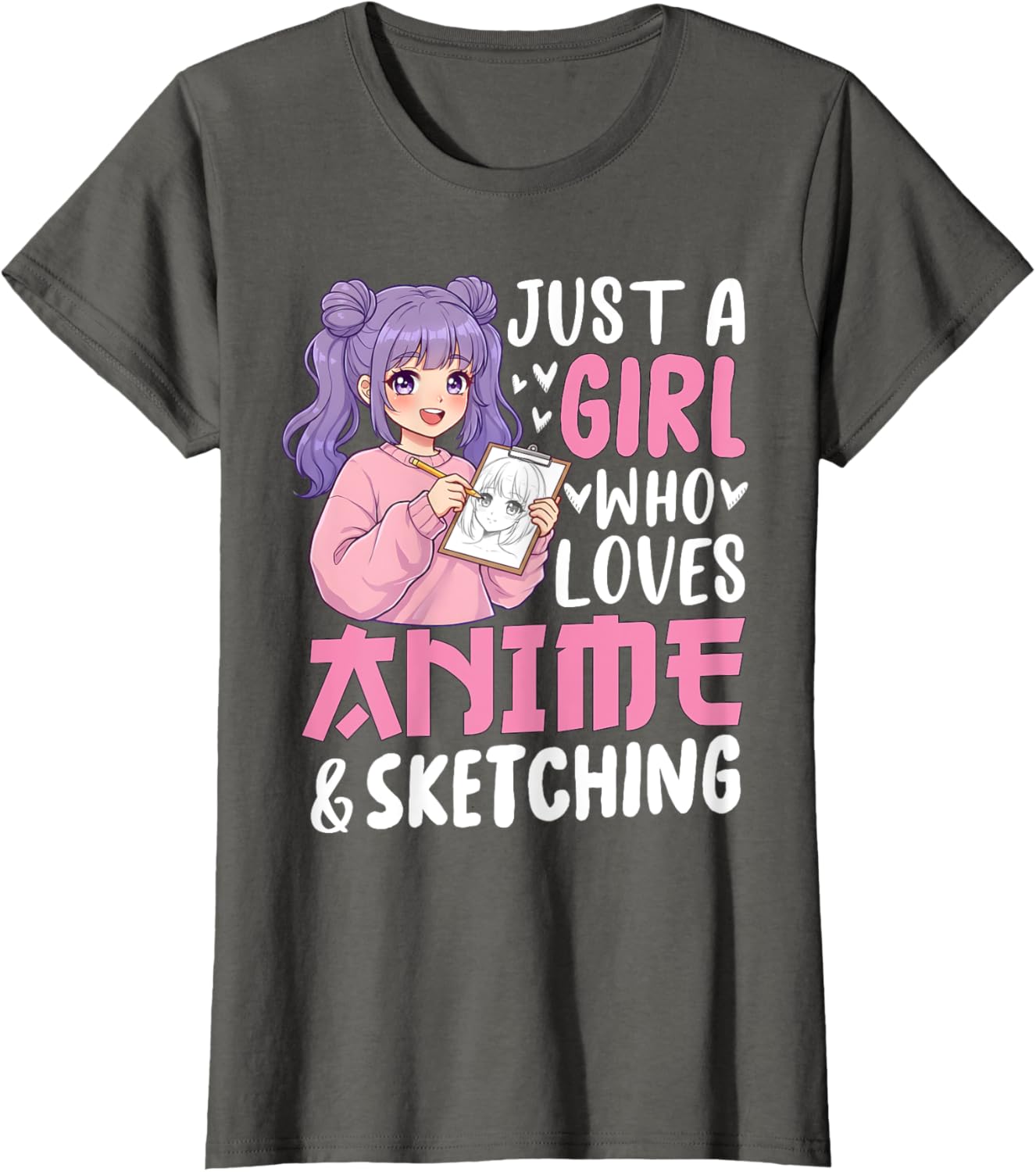 Cute Anime Lover Sketching T-Shirt for Girls - Perfect Gift Idea - 15