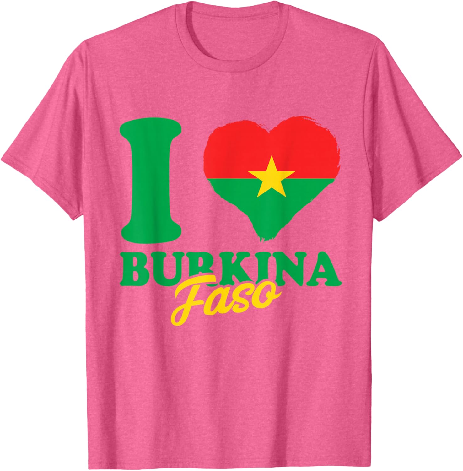 I Love Burkina Faso Heart T-Shirt with Burkina Faso Flag Design - 8